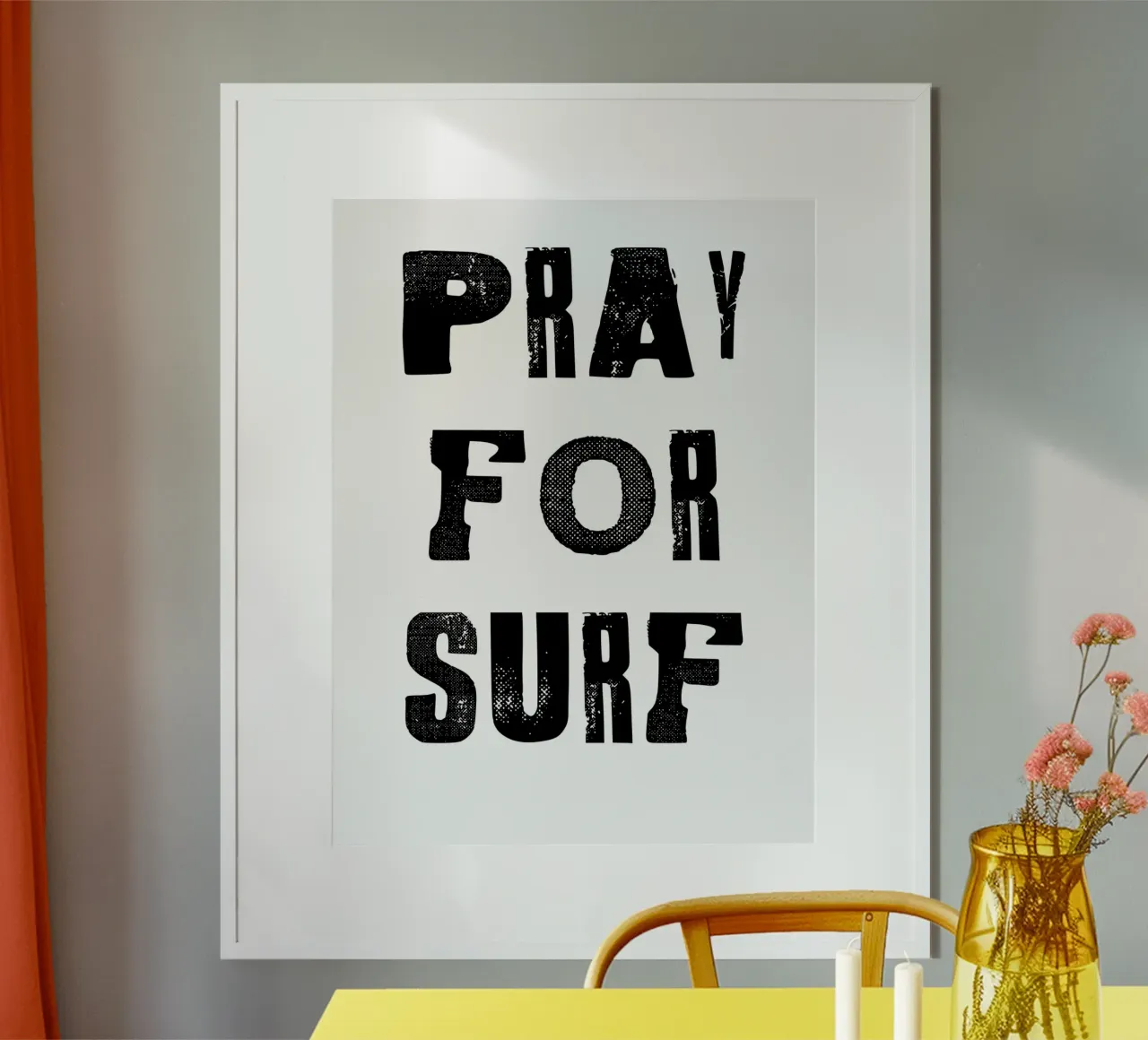 pray for surf poster con telaio in plastica da ramosashop