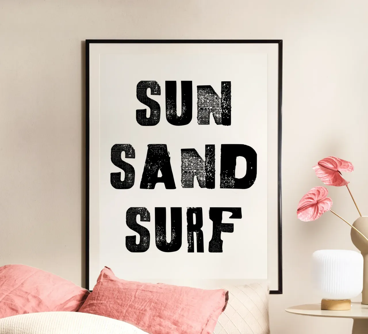 SUN SAND SURF poster con telaio in alluminio da ramosashop