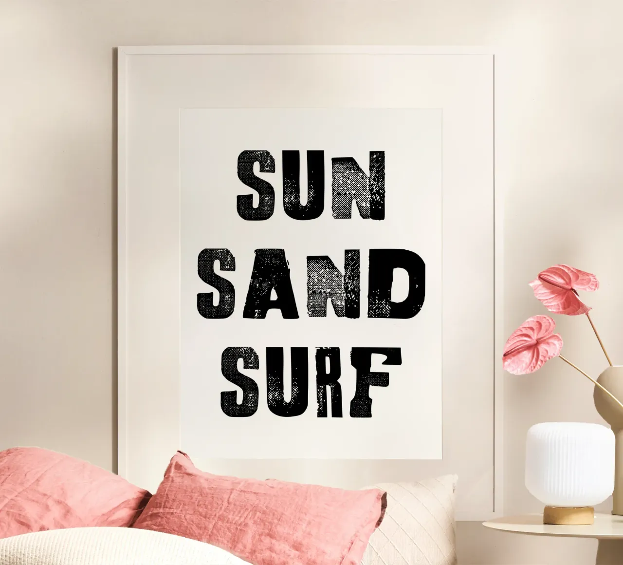 SUN SAND SURF poster con telaio in alluminio da ramosashop