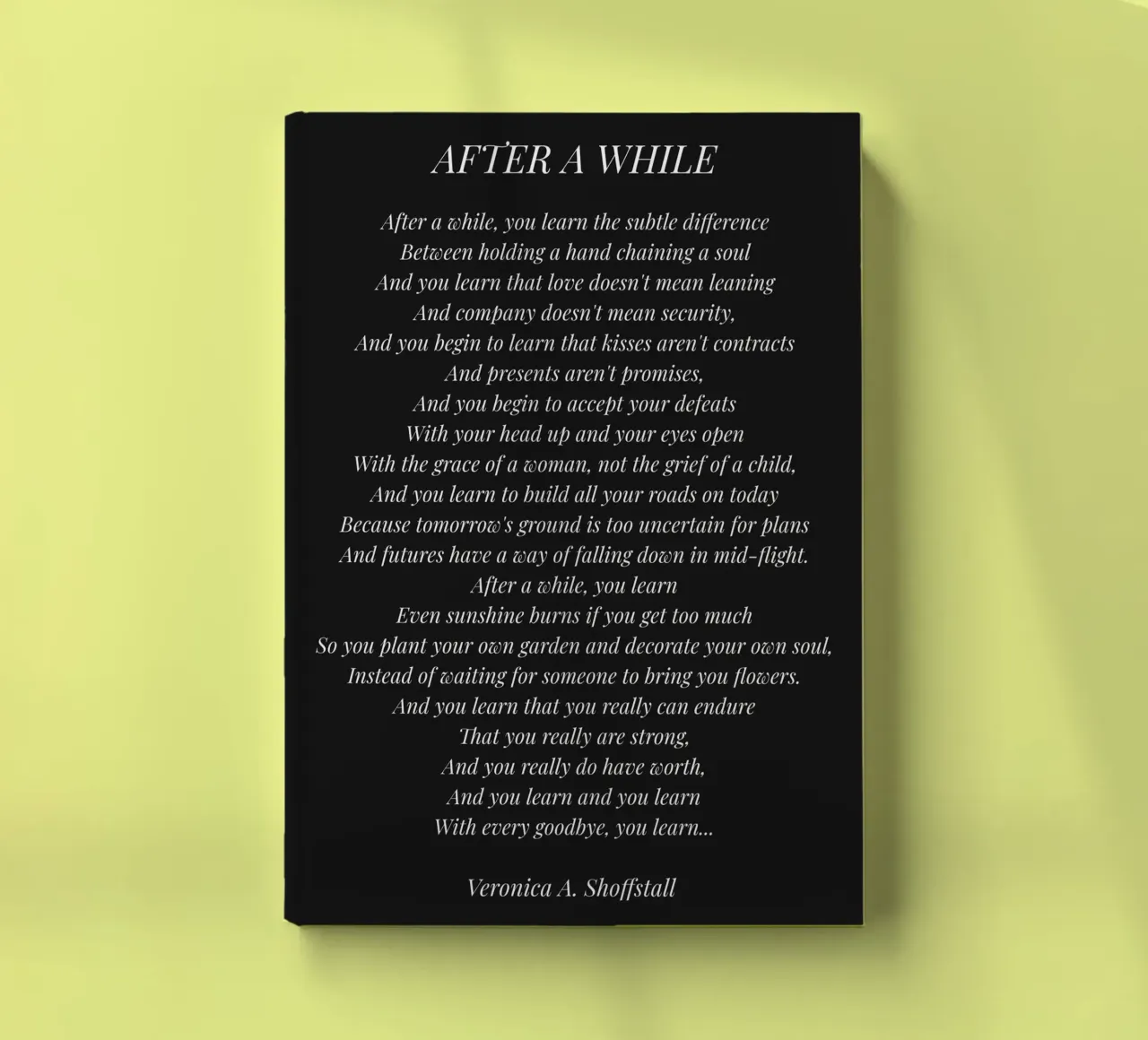 Poesia Dopo un po' (Sfondo nero) diario da Paigaam Studio