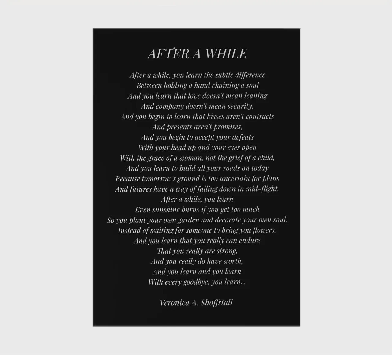 Poesia Dopo un po' (Sfondo nero) diario da Paigaam Studio