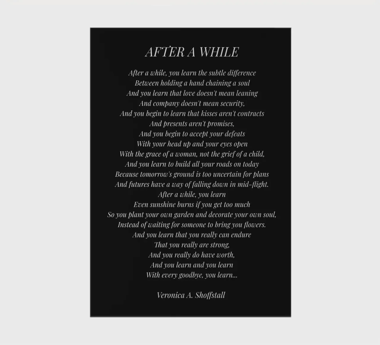 Poesia Dopo un po' (Sfondo nero) diario da Paigaam Studio