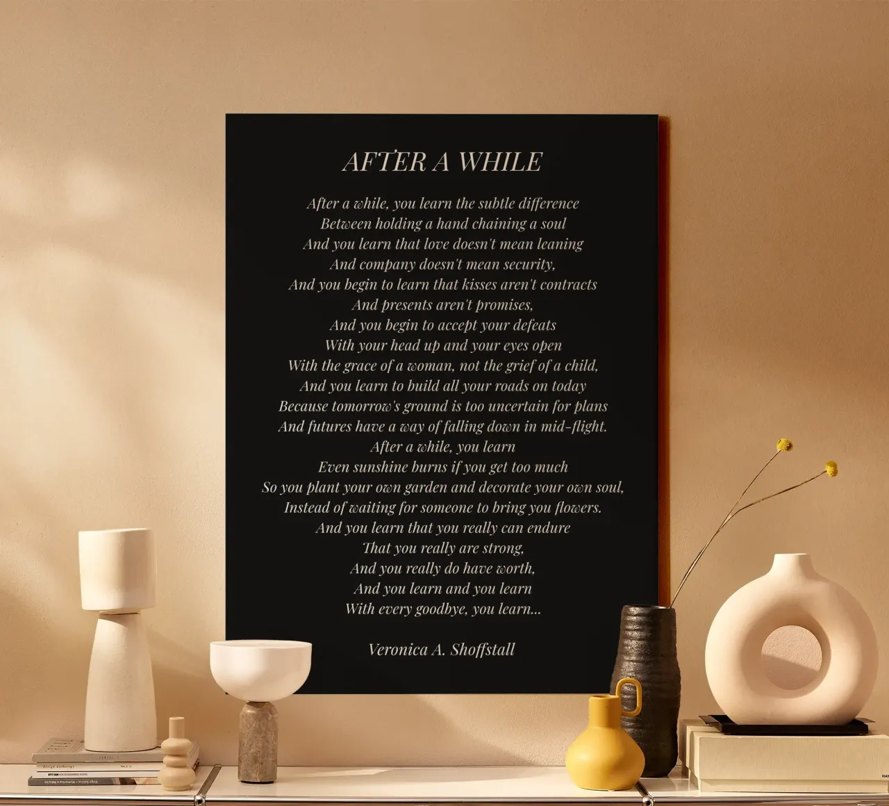 After a while poem (Black Background) canvas by Paigaam Studio