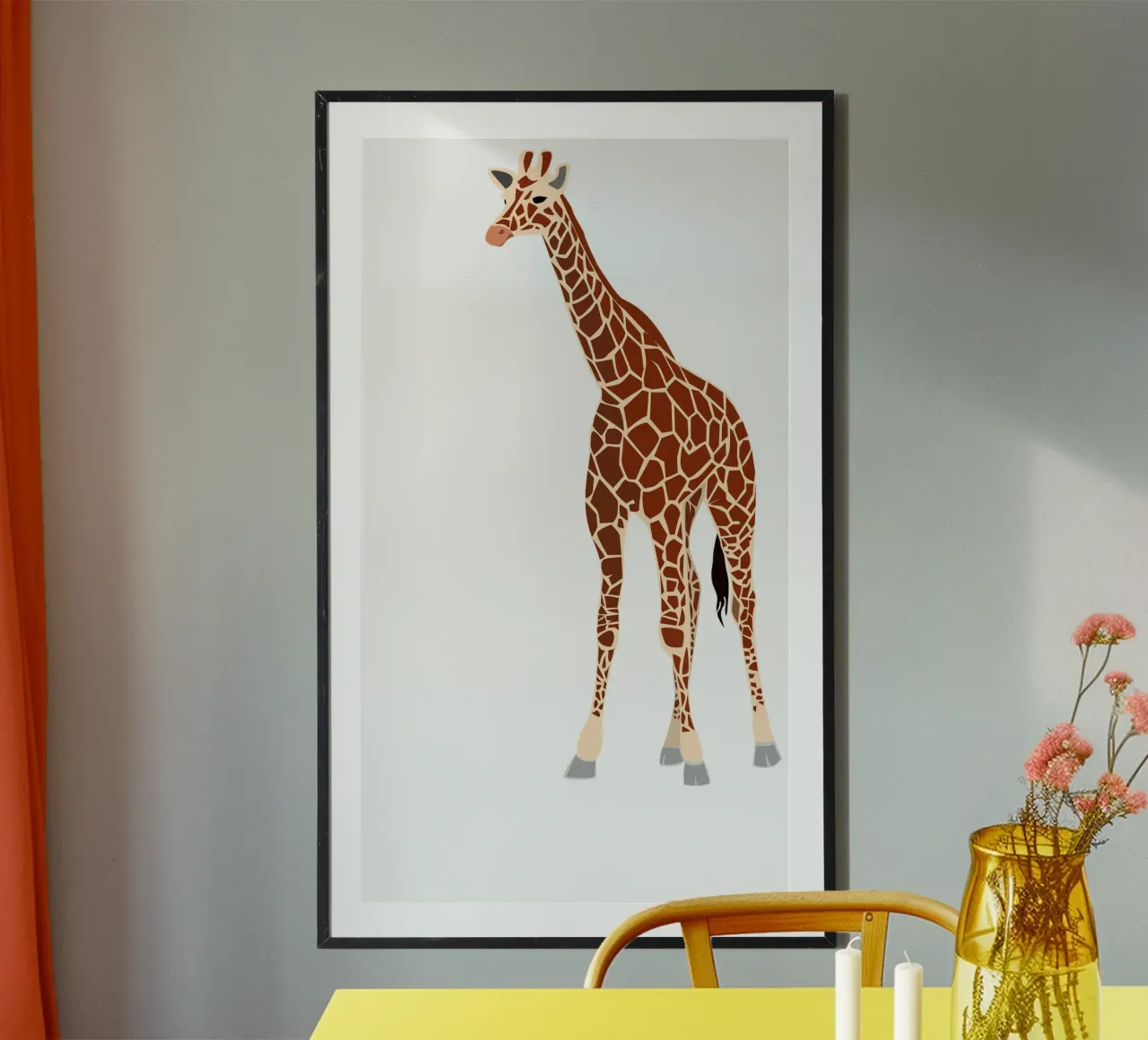 giraffe poster met houten frame van Alina