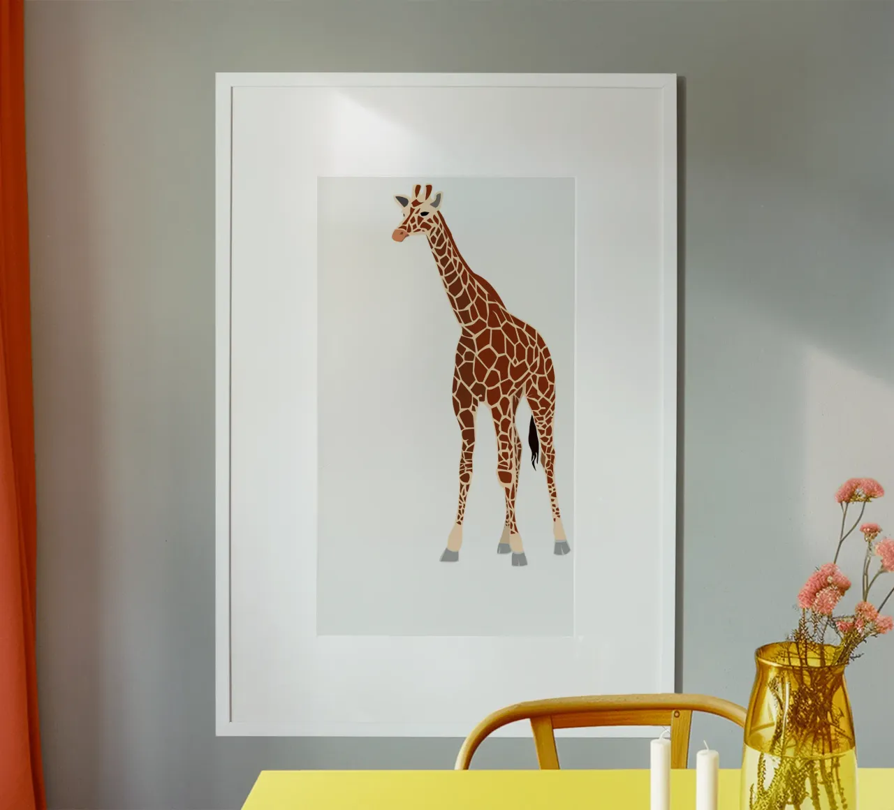 giraffe poster met houten frame van Alina
