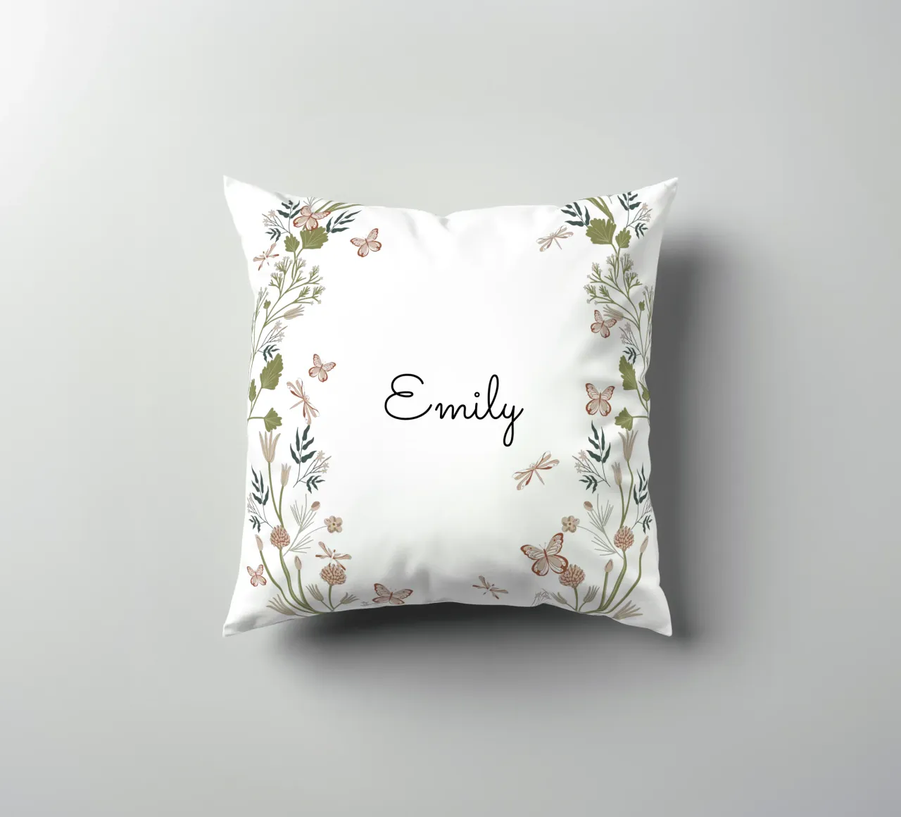 Floral and Butterflies wreath with name cuscino da anisillustration