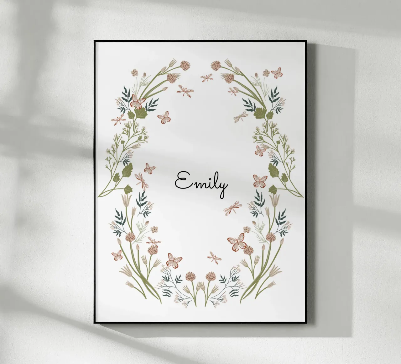 Floral and Butterflies wreath with name plexiglass da anisillustration