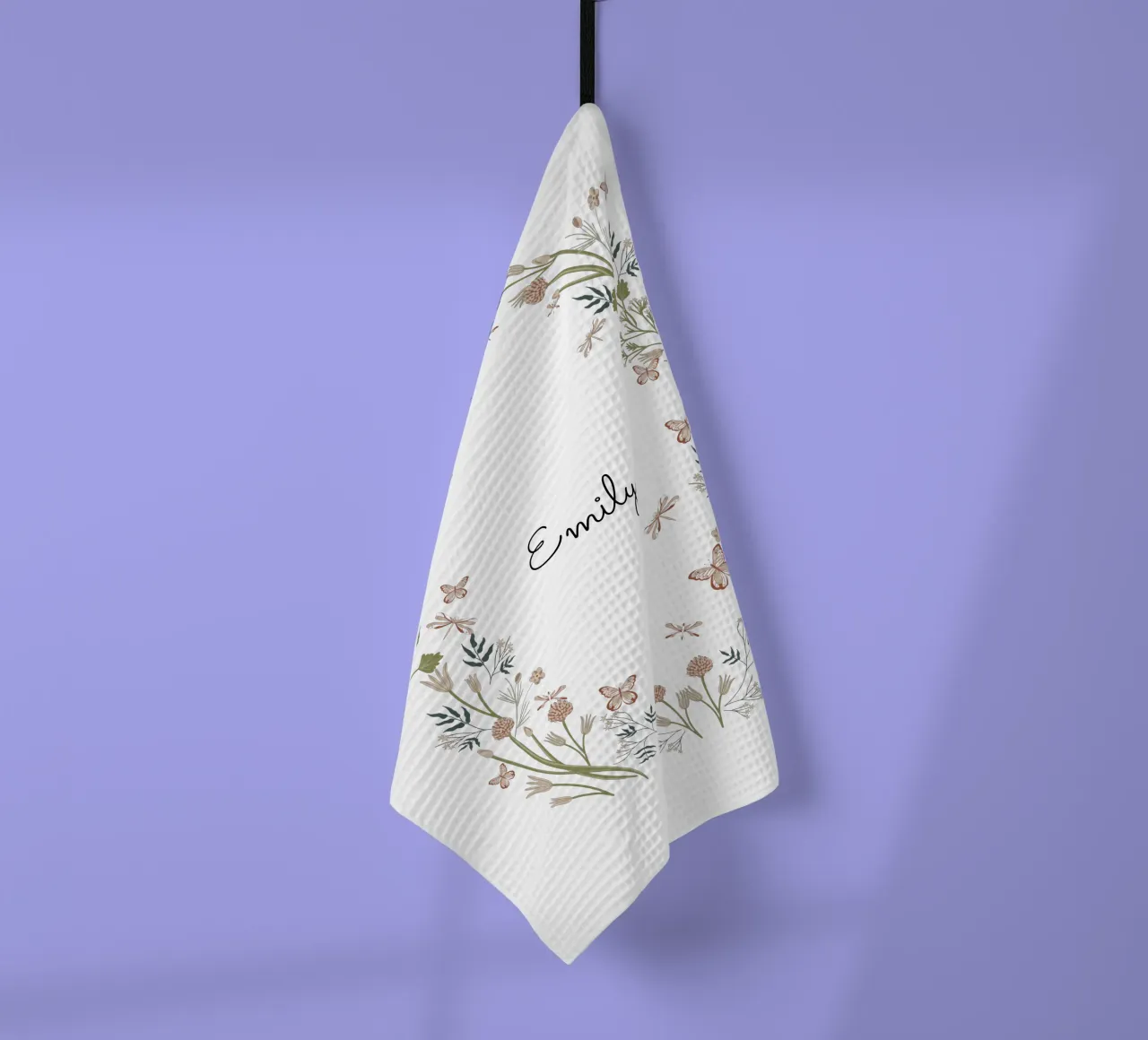 Floral and Butterflies wreath with name canovaccio da cucina da anisillustration