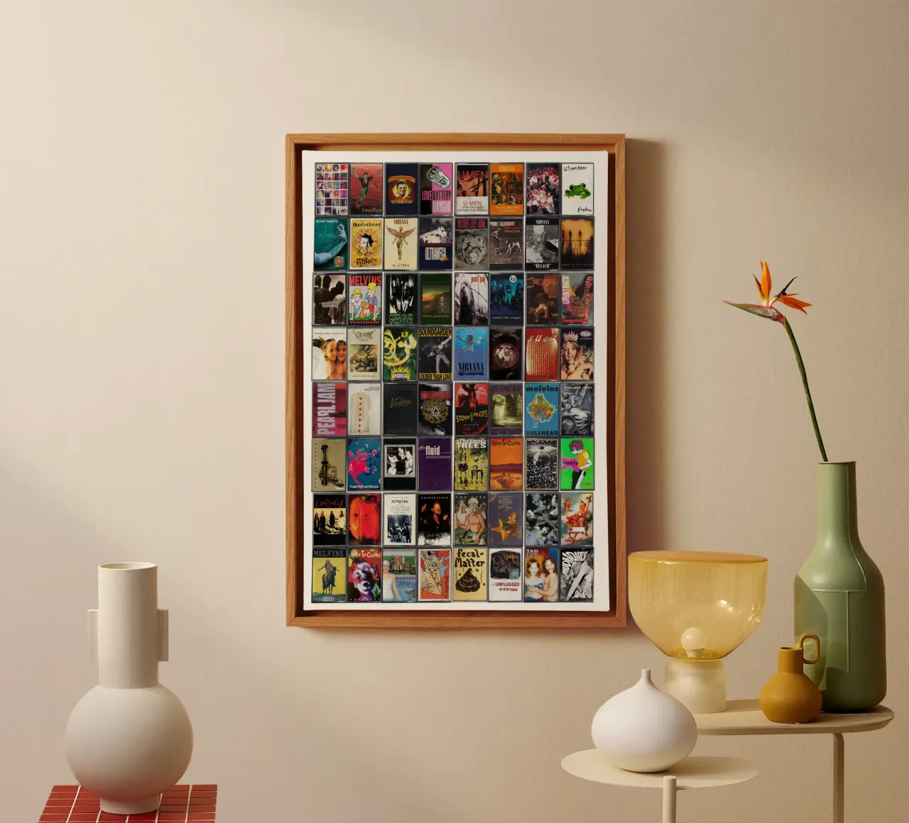Grunge Album Collection - Vintage Cassette Print canvas with Floater frame by MrMustardPrints