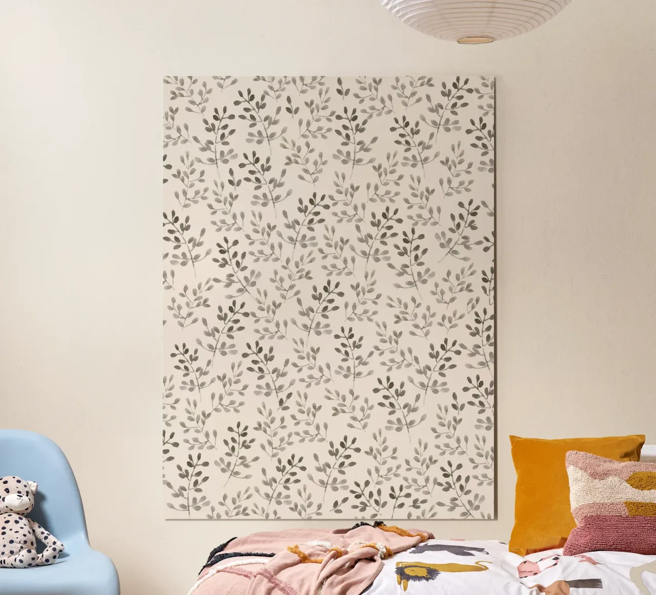 Tiny Watercolor Leaves Beige poster con telaio in alluminio da anisillustration