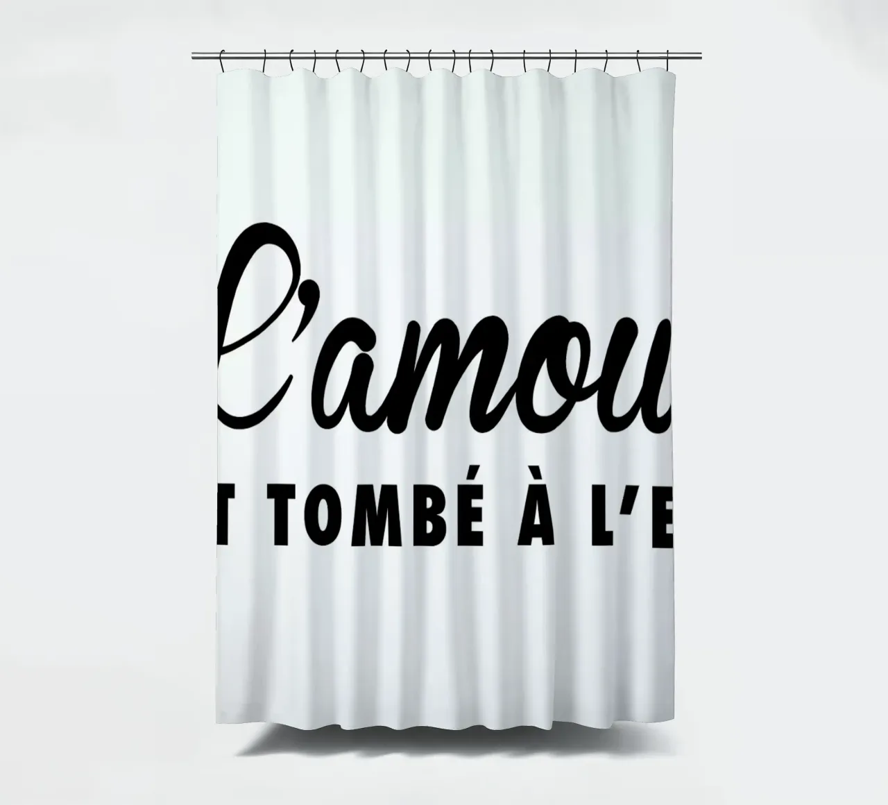 L'amour tombé I black on white shower curtain by FRAICHE