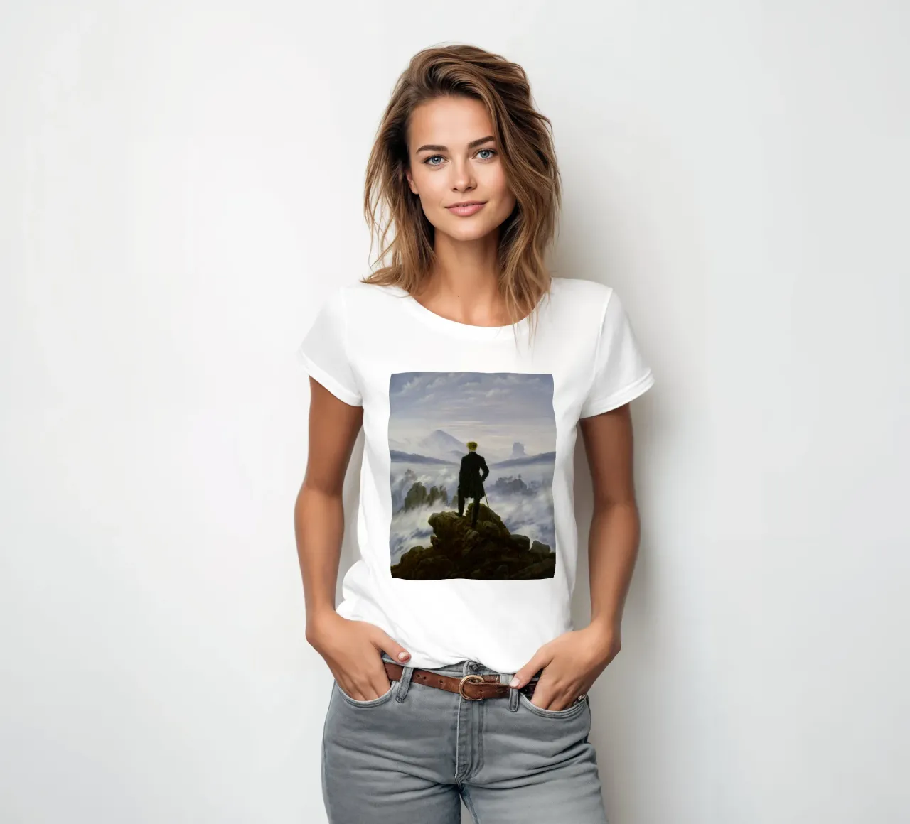 Caspar David Friedrich - Il viandante sopra il mare di nebbia t-shirt da donna da ARTOTHEK
