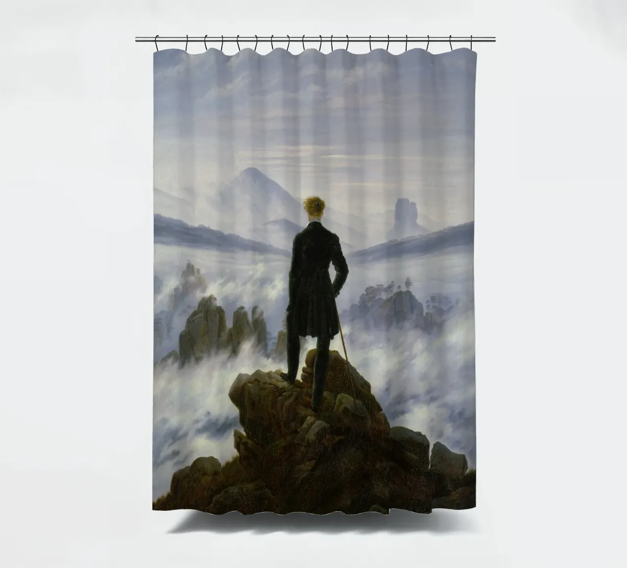 Caspar David Friedrich - De zwerver boven de zee van mist douchegordijn van ARTOTHEK