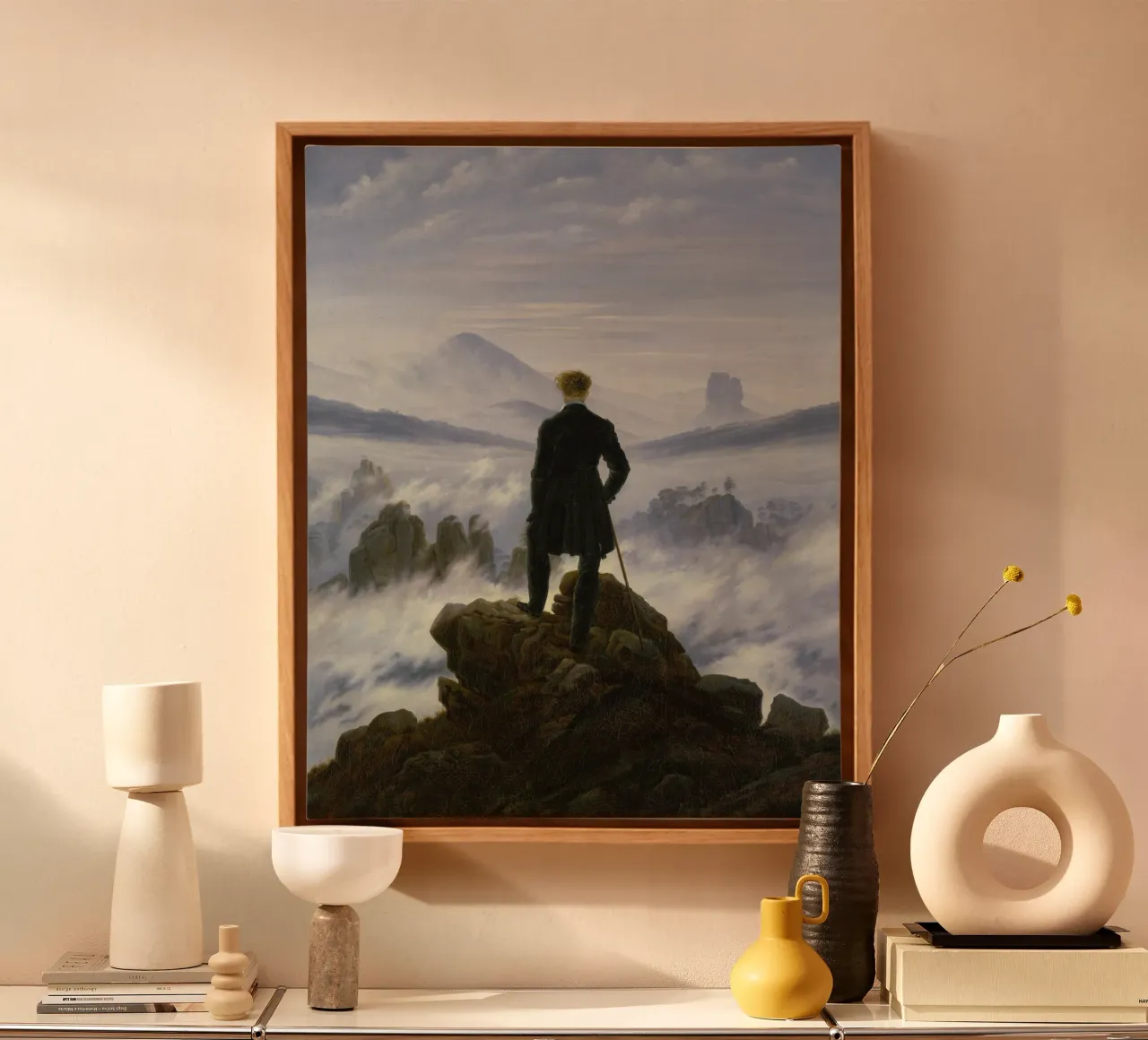 Caspar David Friedrich - The Wanderer above the Sea of Fog canvas with Floater frame by ARTOTHEK