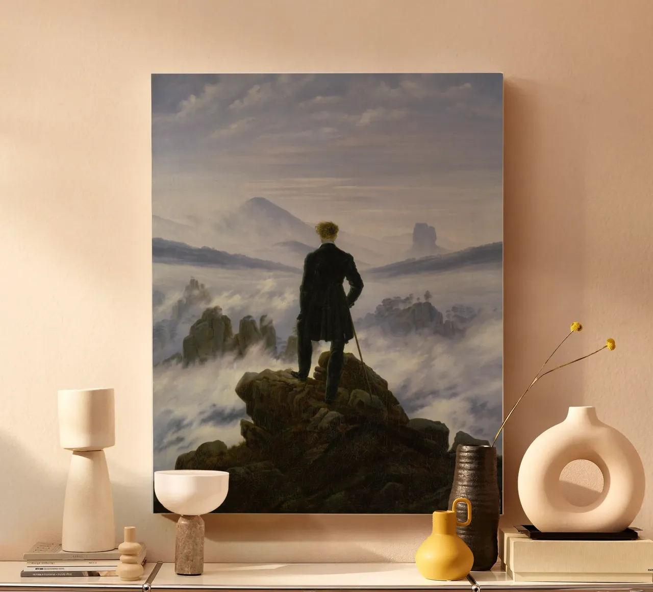 Caspar David Friedrich - The Wanderer above the Sea of Fog canvas with Floater frame by ARTOTHEK