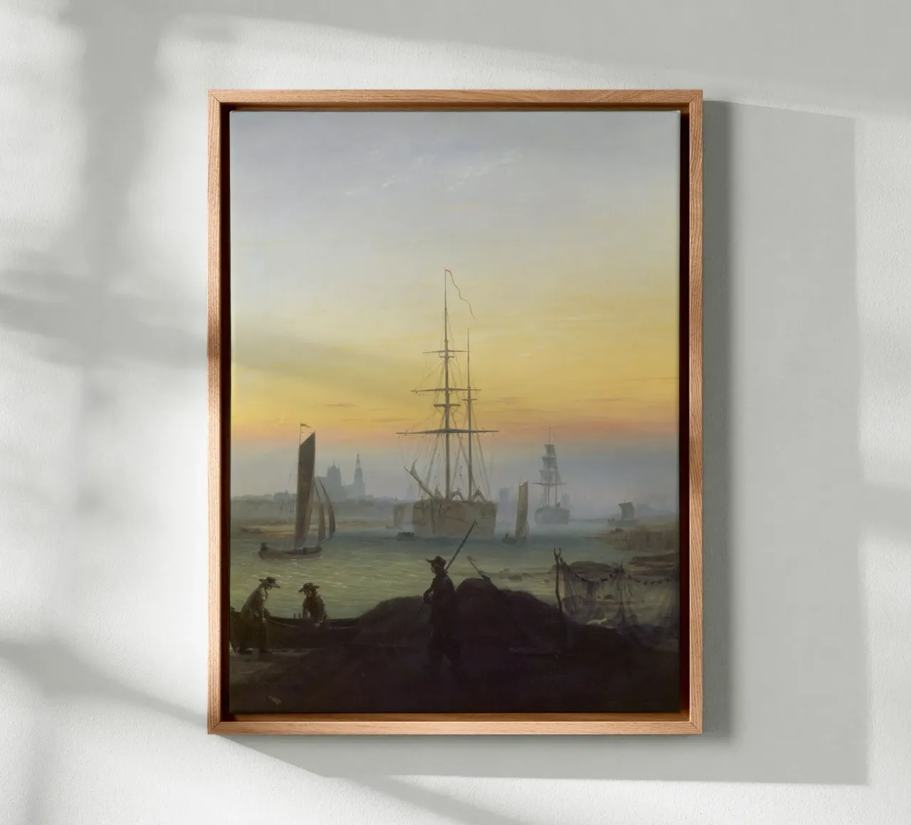 Caspar David Friedrich - The Port of Greifswald canvas with Floater frame by ARTOTHEK