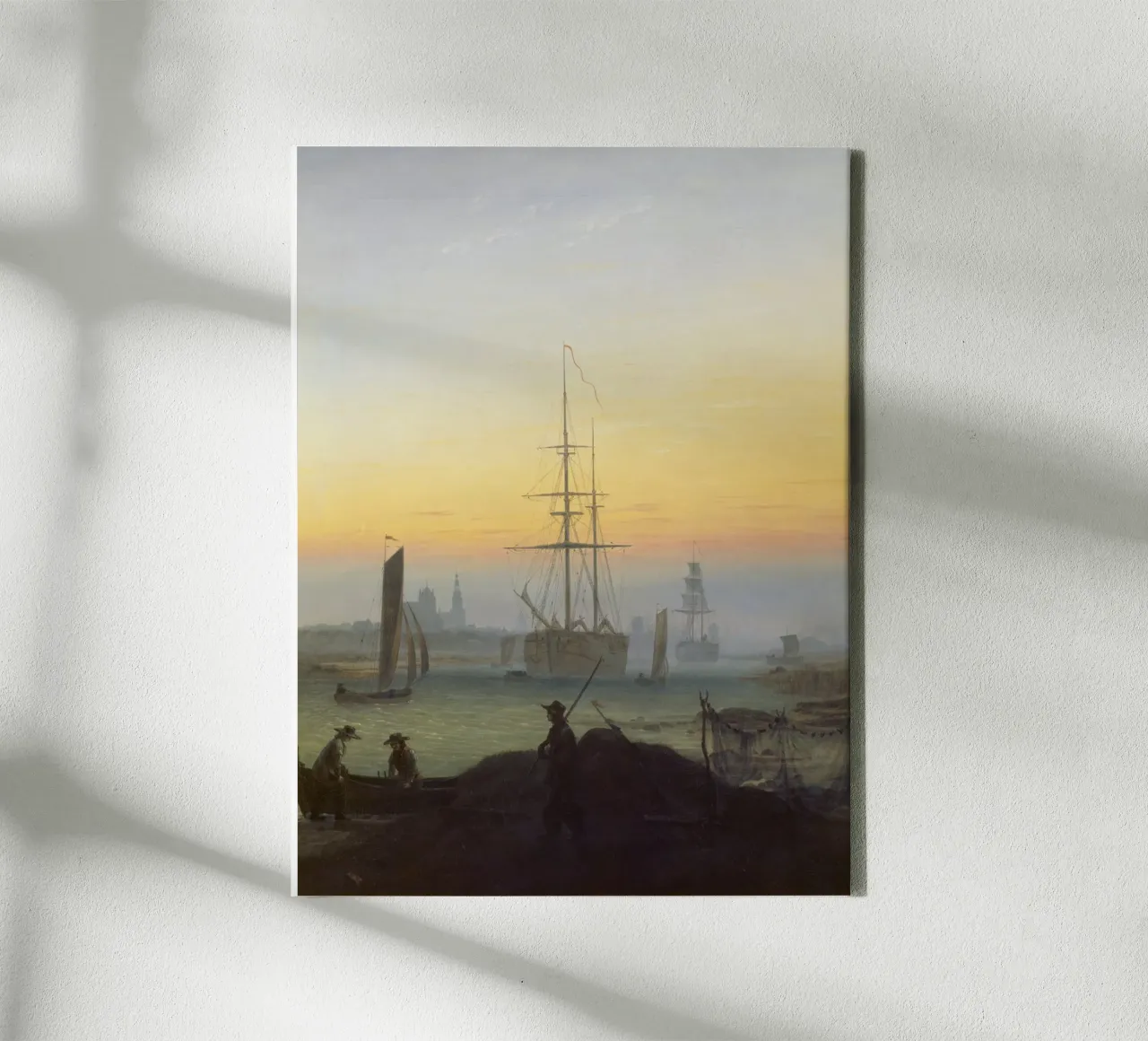 Caspar David Friedrich - The Port of Greifswald canvas with Floater frame by ARTOTHEK