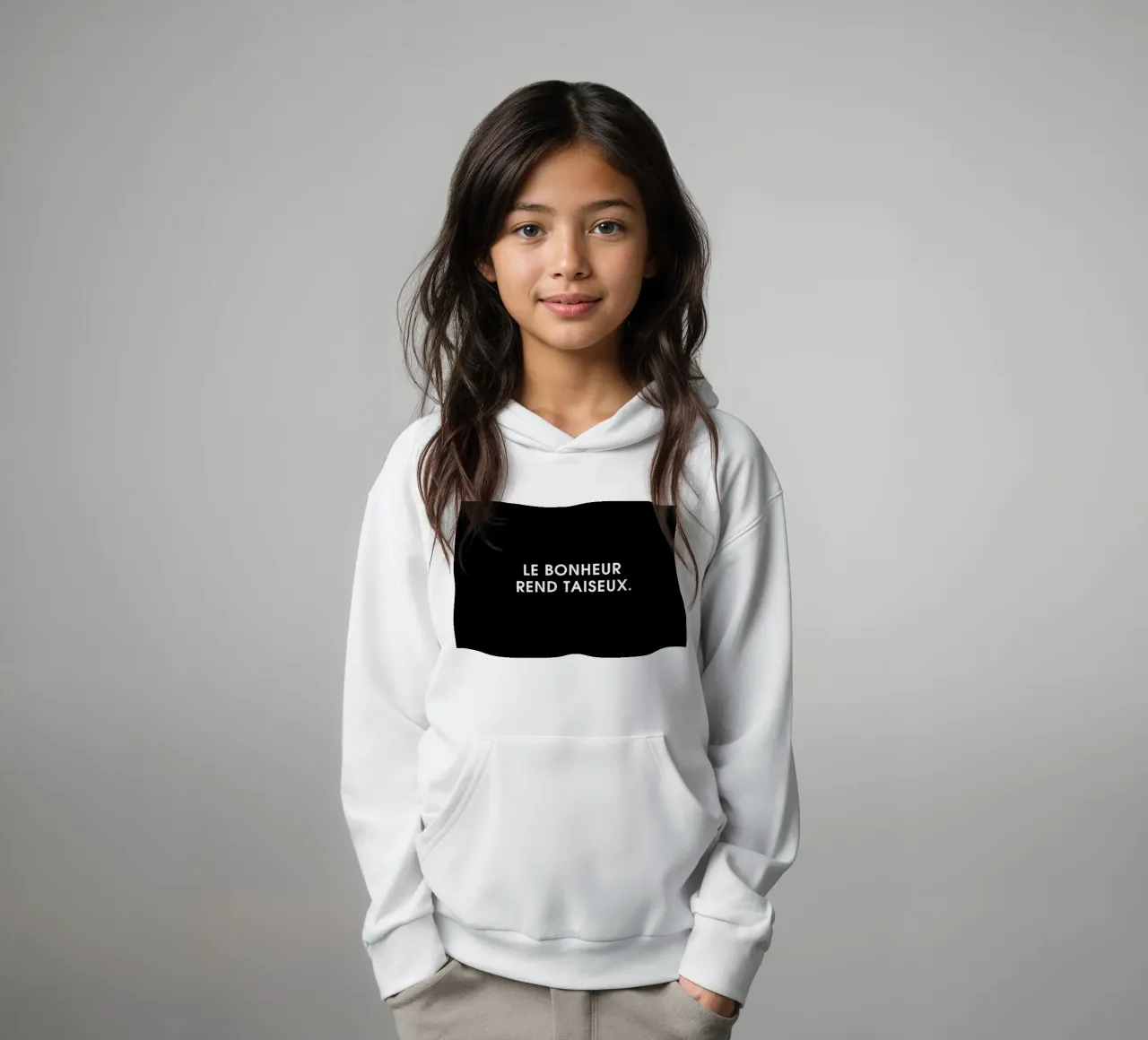 Le bonheur rend taiseux - Black felpa bambino con cappuccio da Intertitres