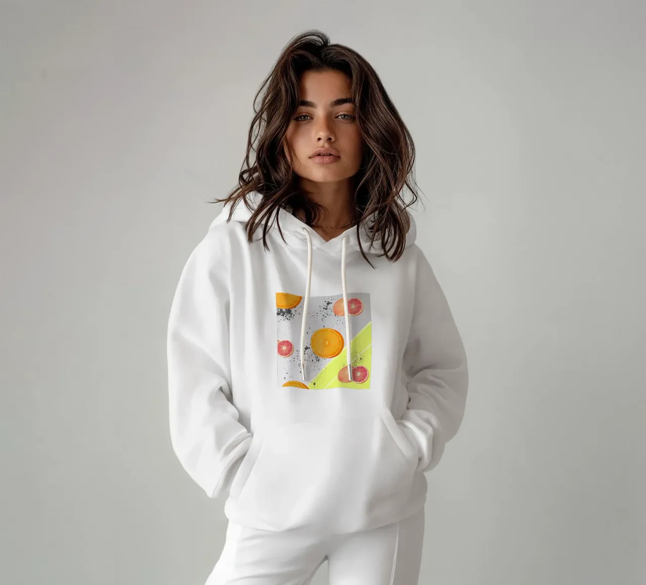 Grapefruit Orange Pattern felpa con cappuccio da IndigoBird