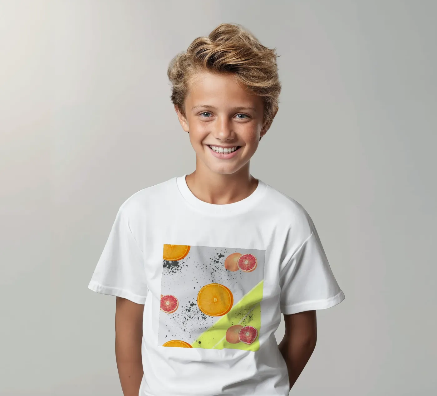 Grapefruit Orange Pattern Kinder T-Shirt von IndigoBird