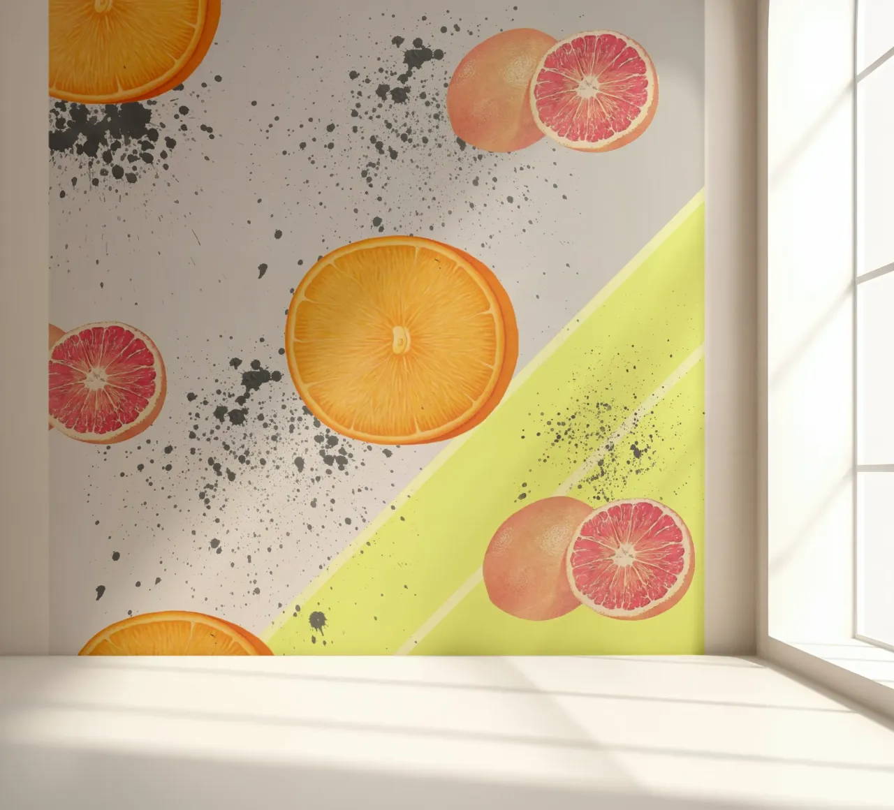 Grapefruit Orange Pattern fotobehang van IndigoBird