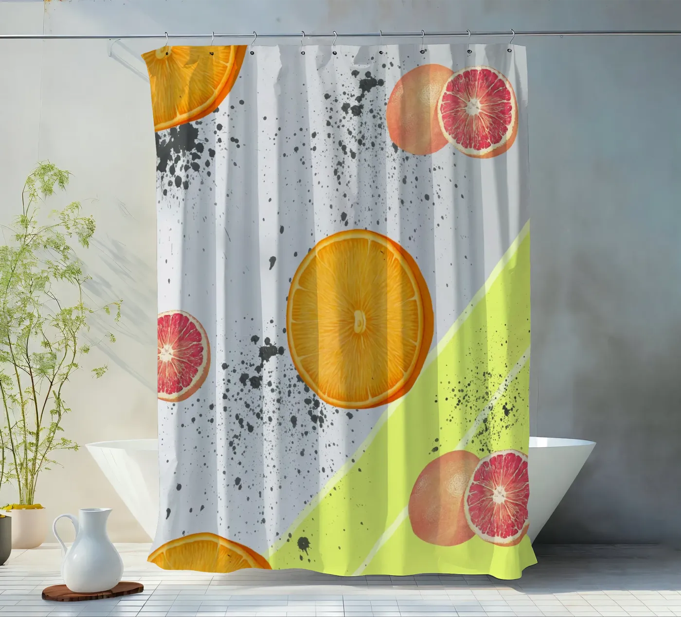 Grapefruit Orange Pattern Duschvorhang von IndigoBird
