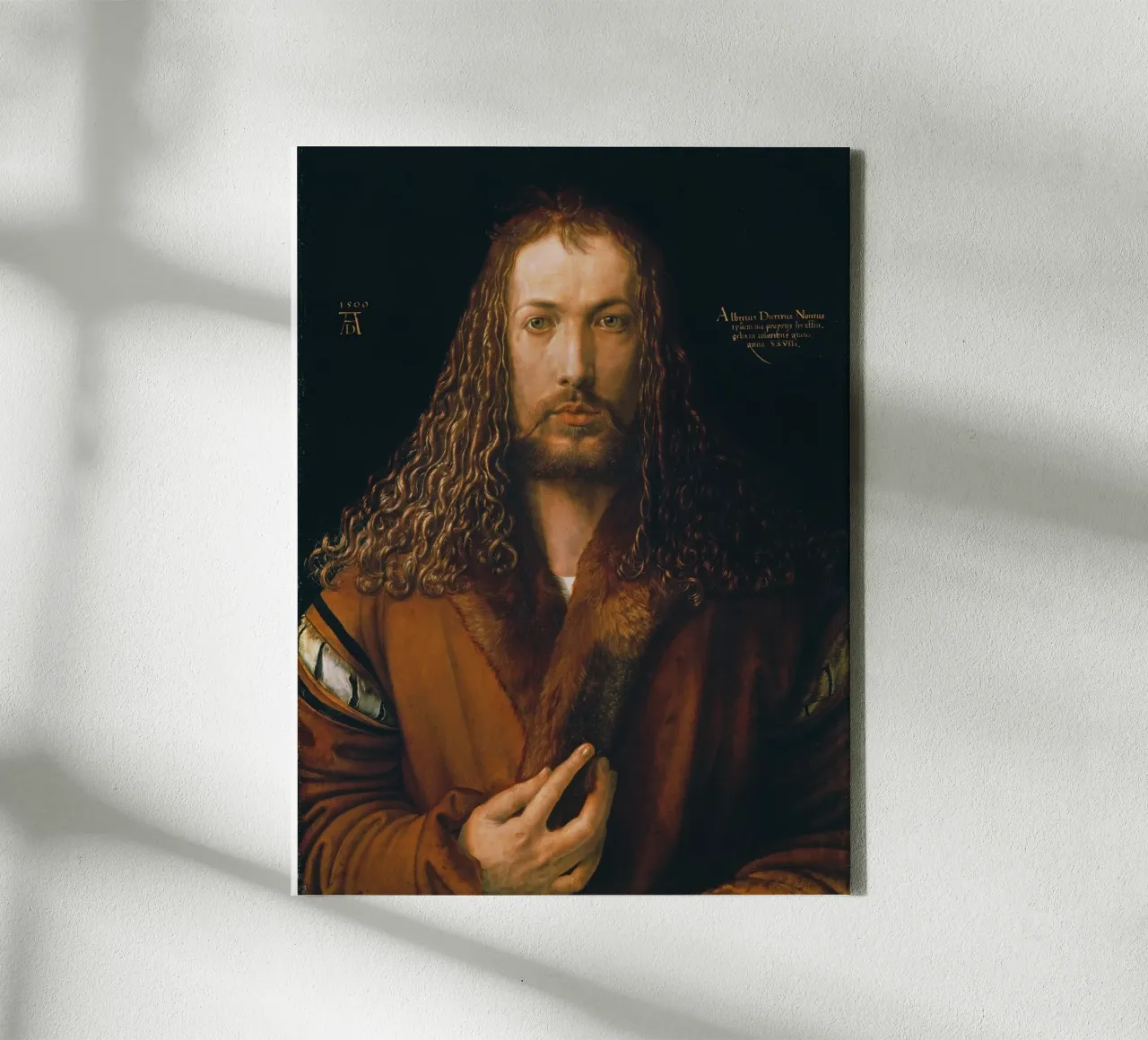 Albrecht Dürer - Self portrait in a Fur-Trimmed Coat canvas with Floater frame by ARTOTHEK