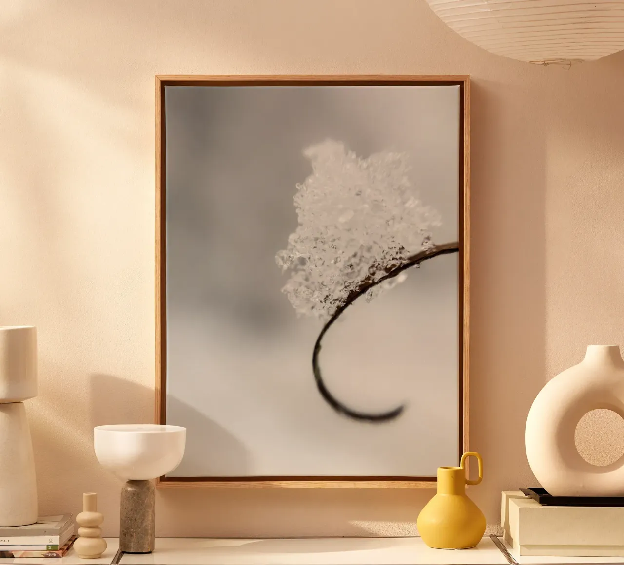 Minimalist winter macro design canvas with Floater frame by Whole©