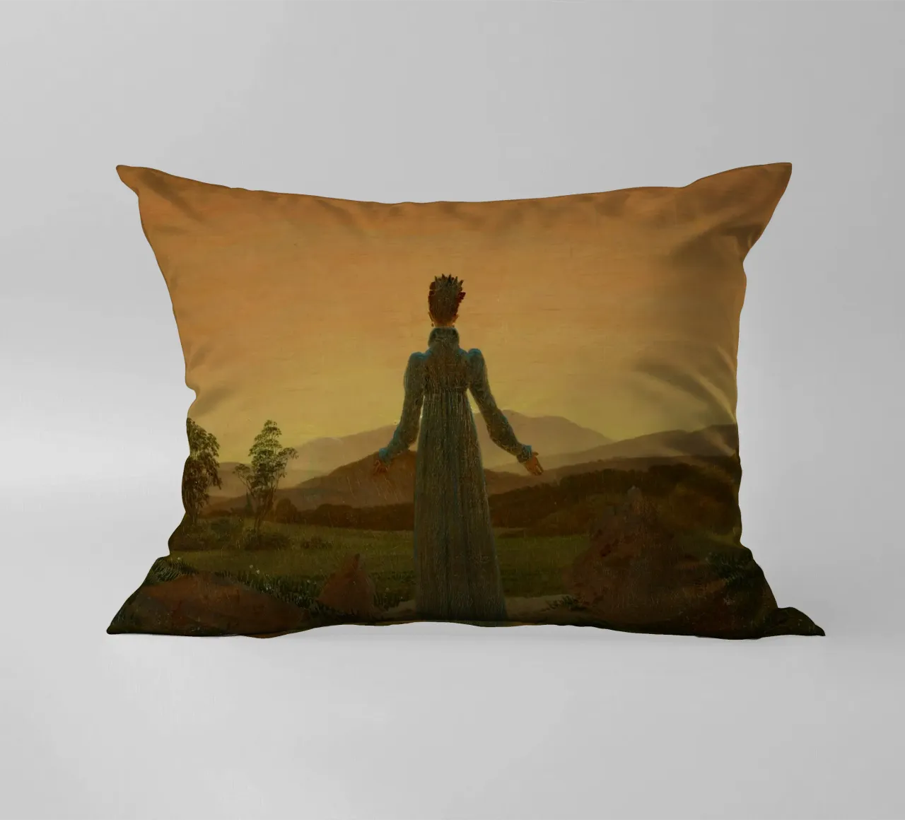 Caspar David Friedrich - Donna davanti al sole che tramonta cuscino da ARTOTHEK