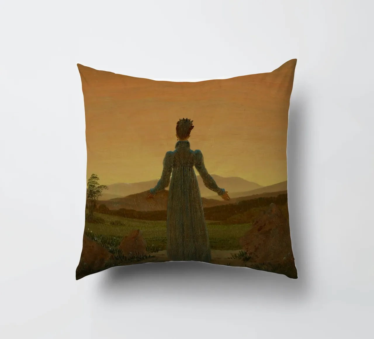 Caspar David Friedrich - Donna davanti al sole che tramonta cuscino da ARTOTHEK