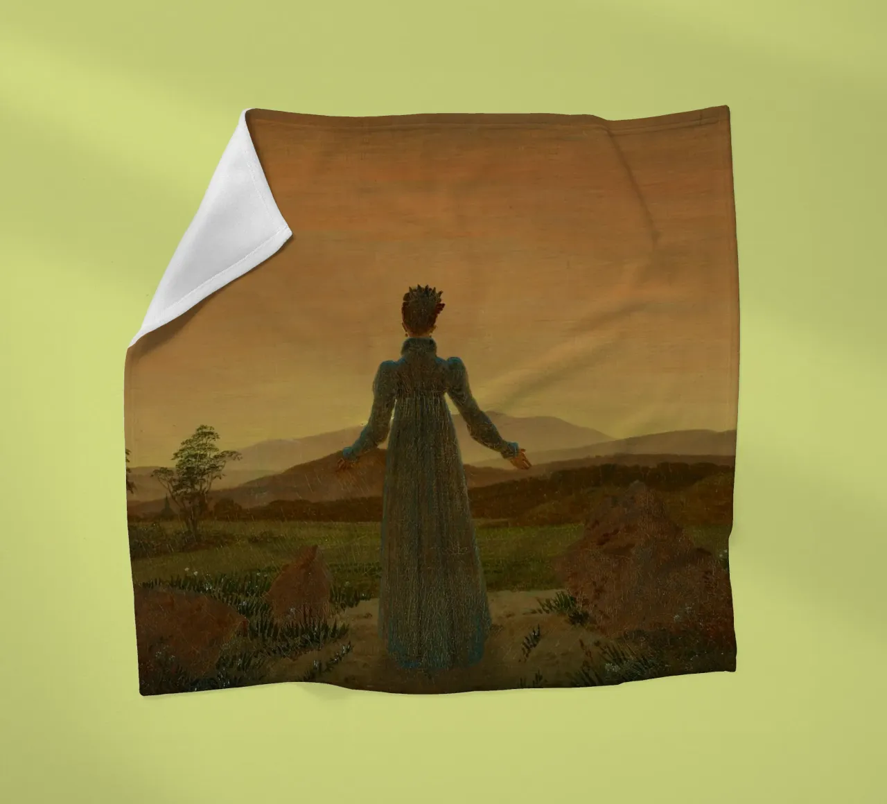 Caspar David Friedrich - Woman before the Setting Sun fleece blanket by ARTOTHEK