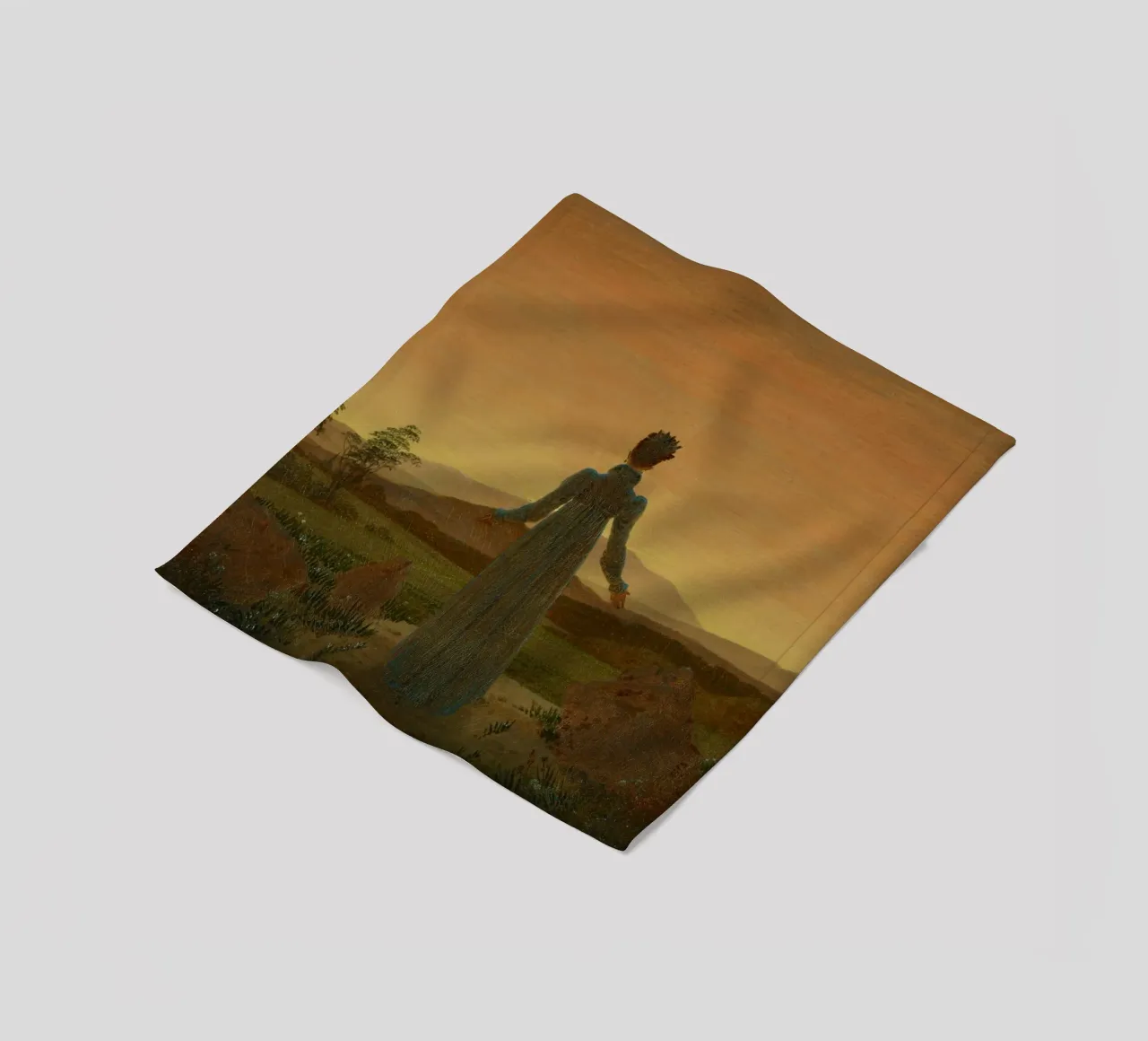 Caspar David Friedrich - Woman before the Setting Sun fleece blanket by ARTOTHEK