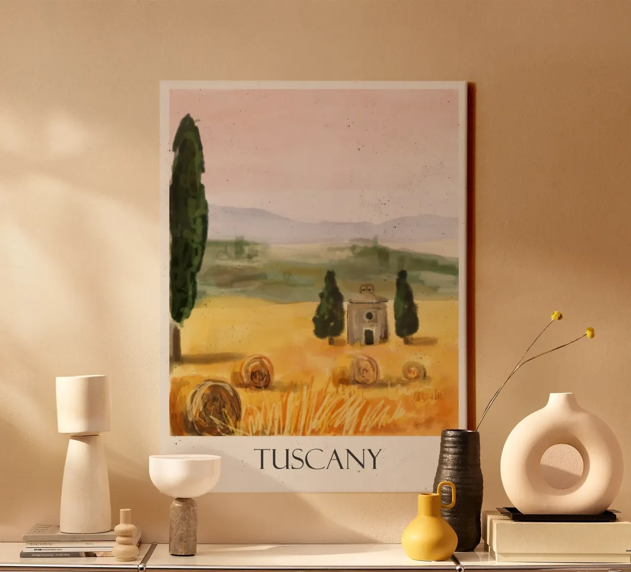 Toscane canvas met Baklijst van Indigo Rain