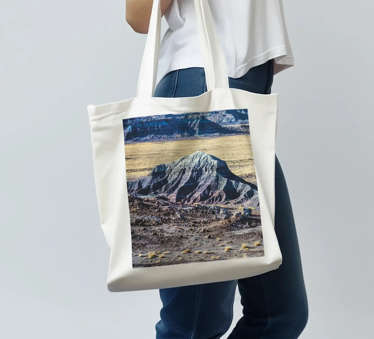 Geschilderde woestijn jute draagtas van Dave Hare Photography