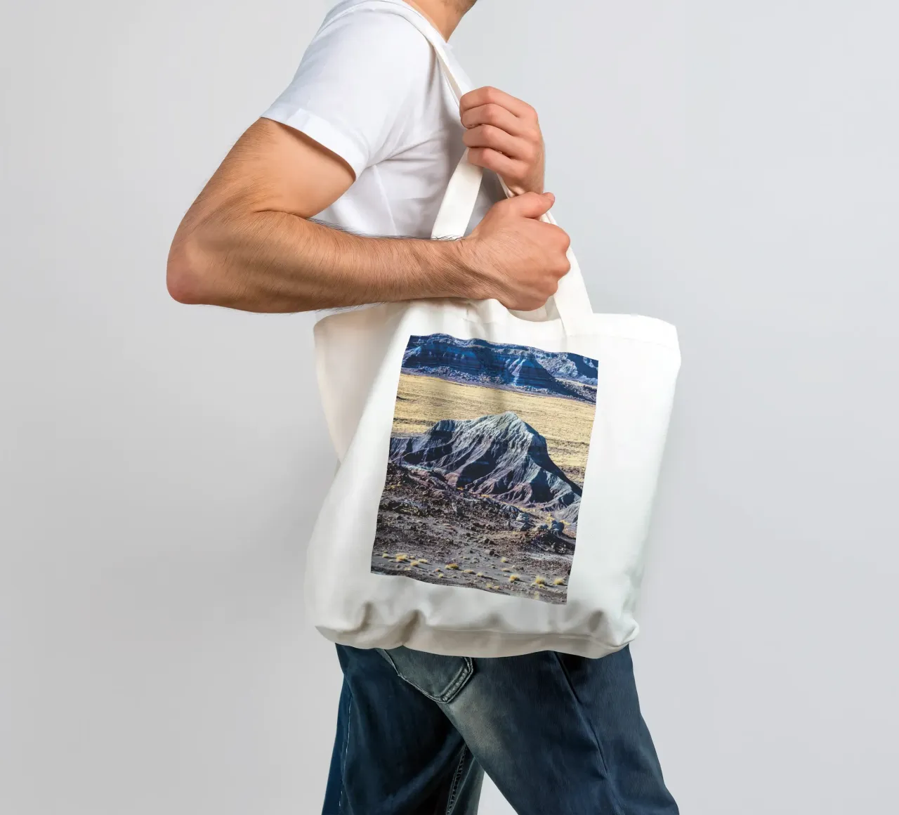 Geschilderde woestijn jute draagtas van Dave Hare Photography