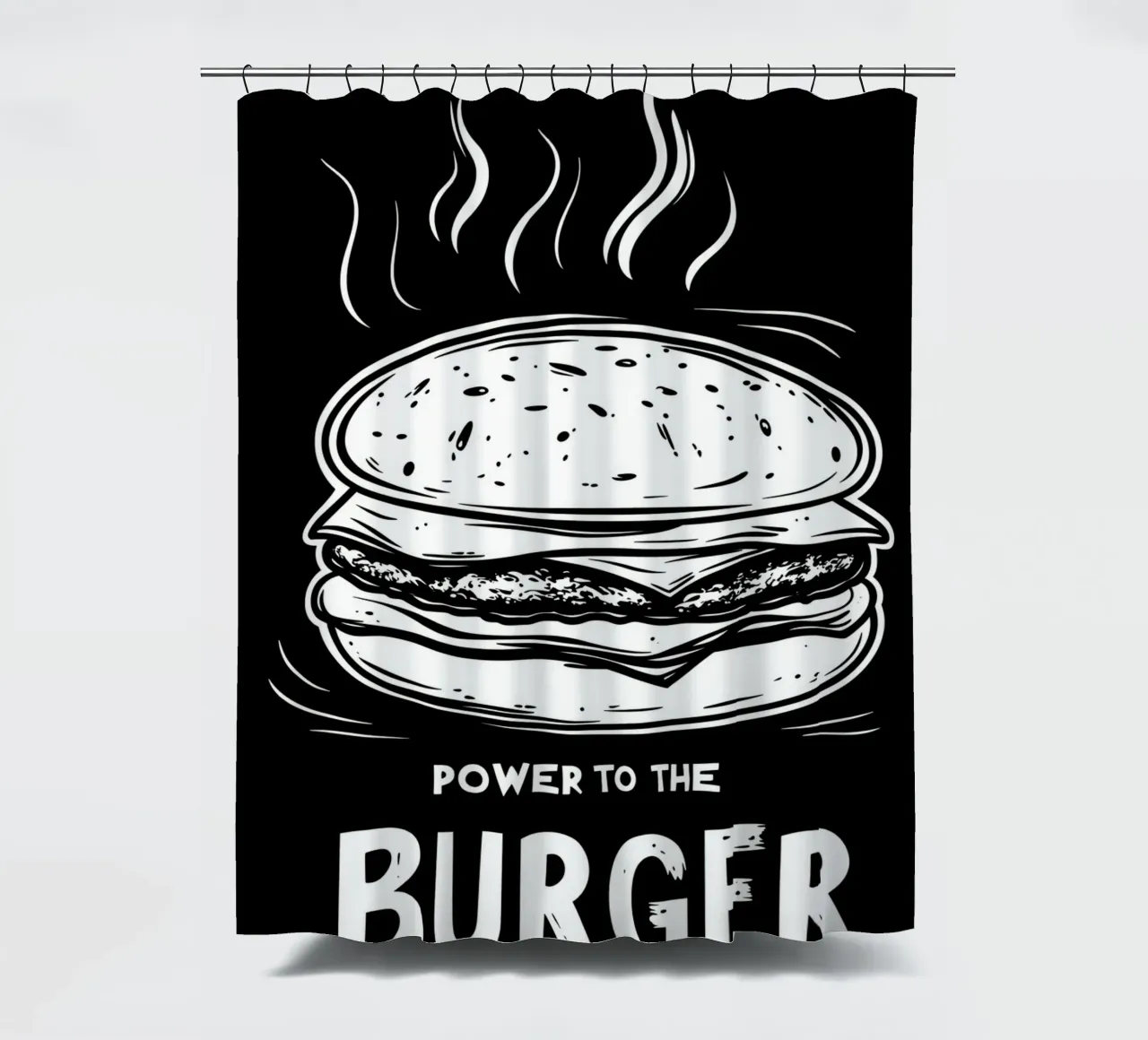 Power to the Burger | Design per magliette da fast food tenda da doccia da Autofocus