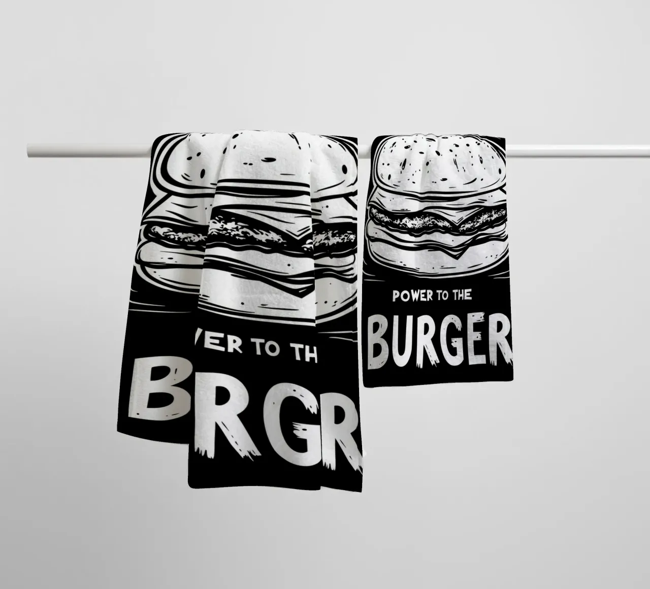 Power to the Burger | Design per magliette da fast food asciugamano da bagno da Autofocus