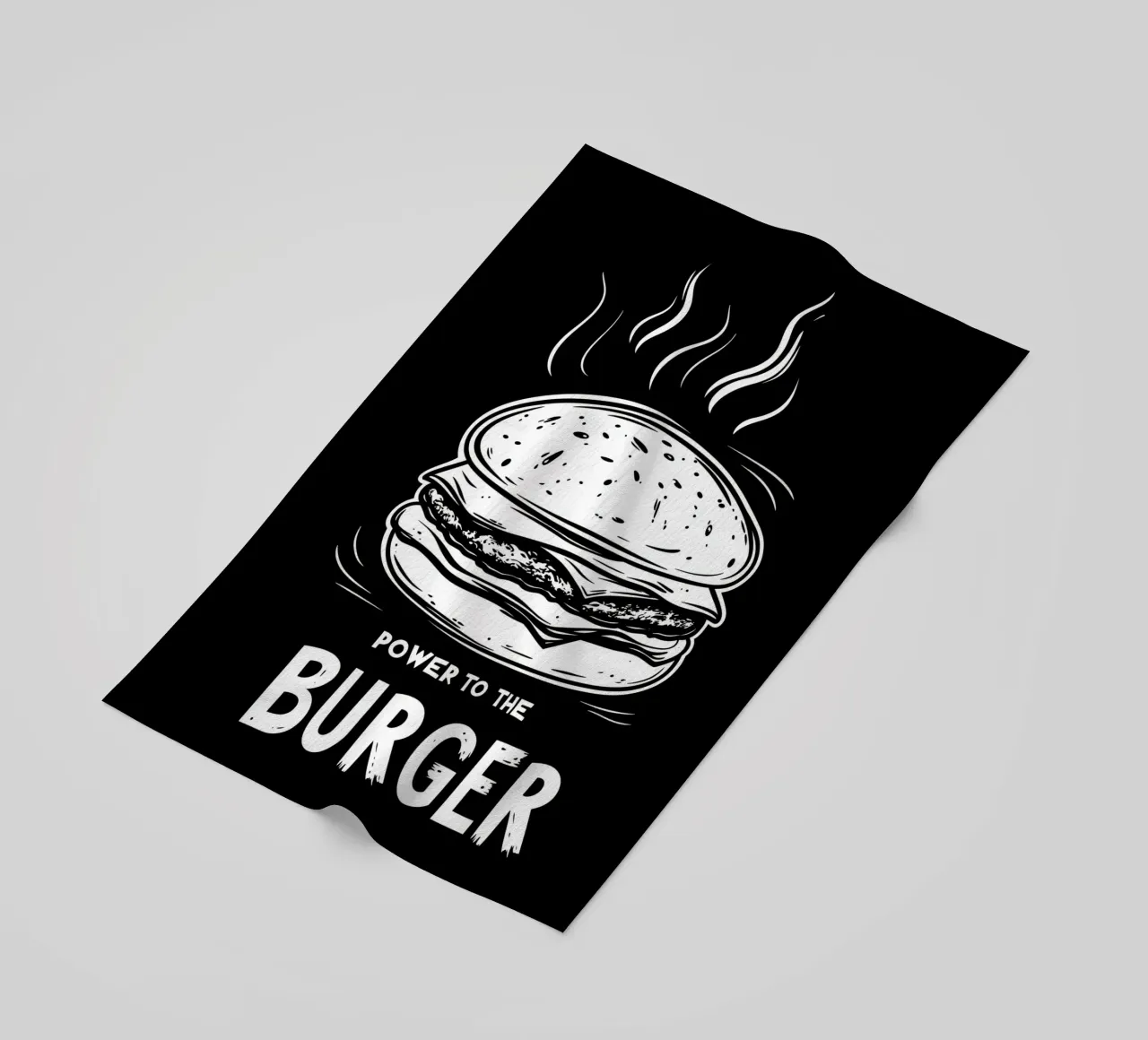 Power to the Burger | Design per magliette da fast food telo mare da Autofocus