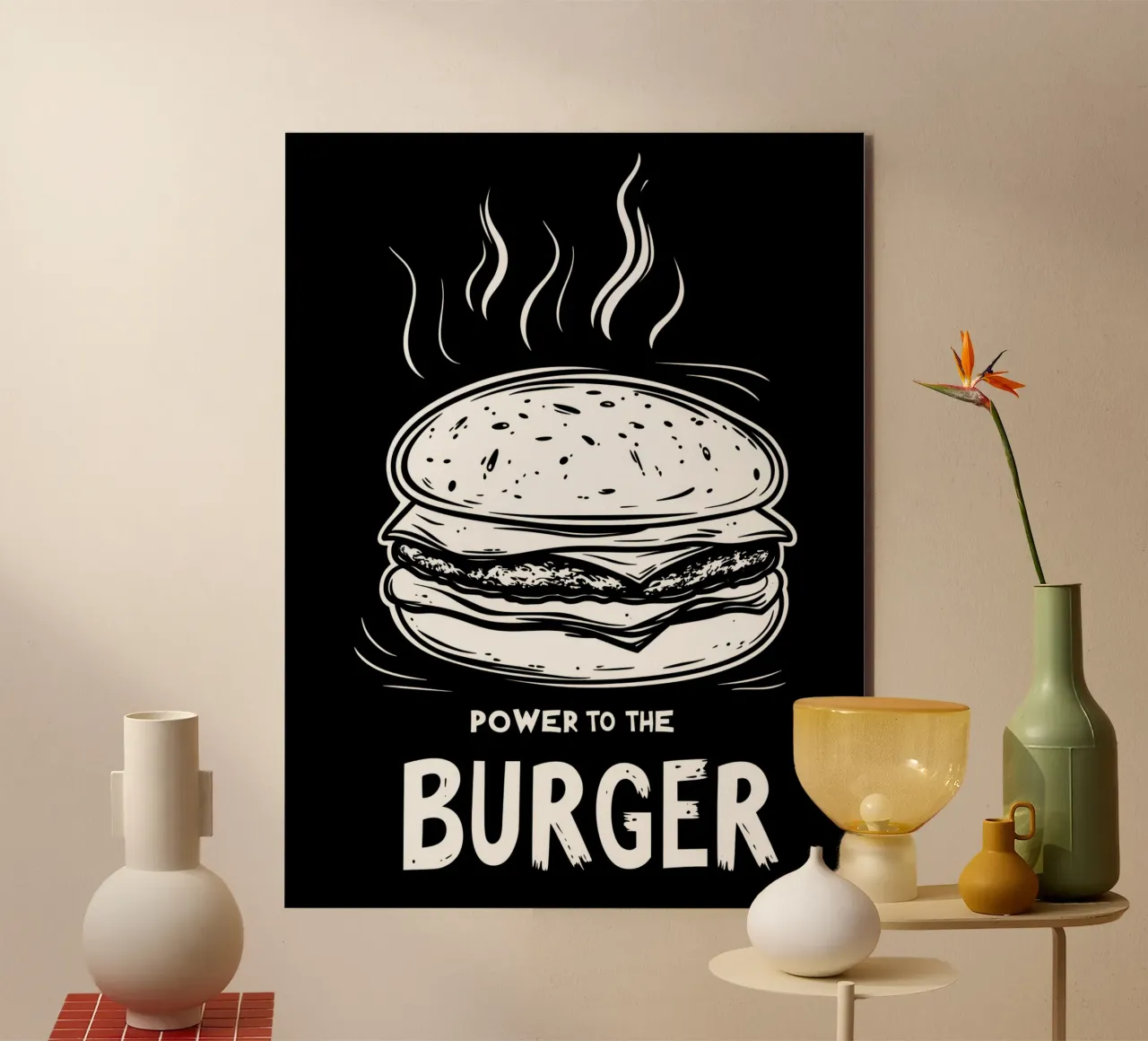 Power to the Burger | Design per magliette da fast food alluminio dibond da Autofocus