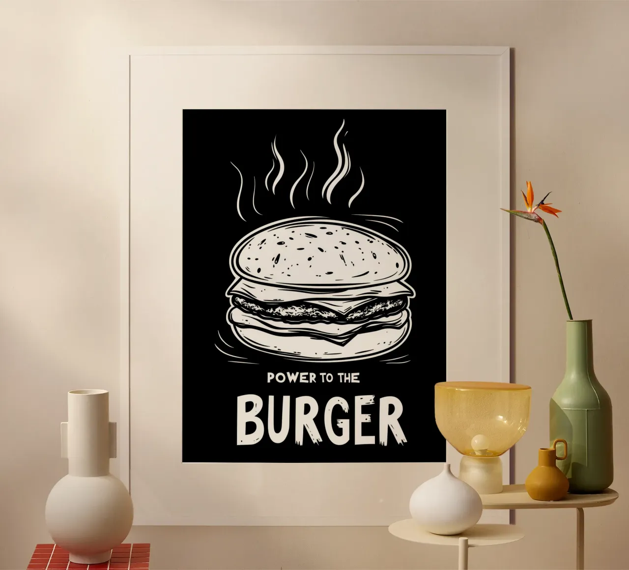 Power to the Burger | Design per magliette da fast food carta hahnemühle da Autofocus