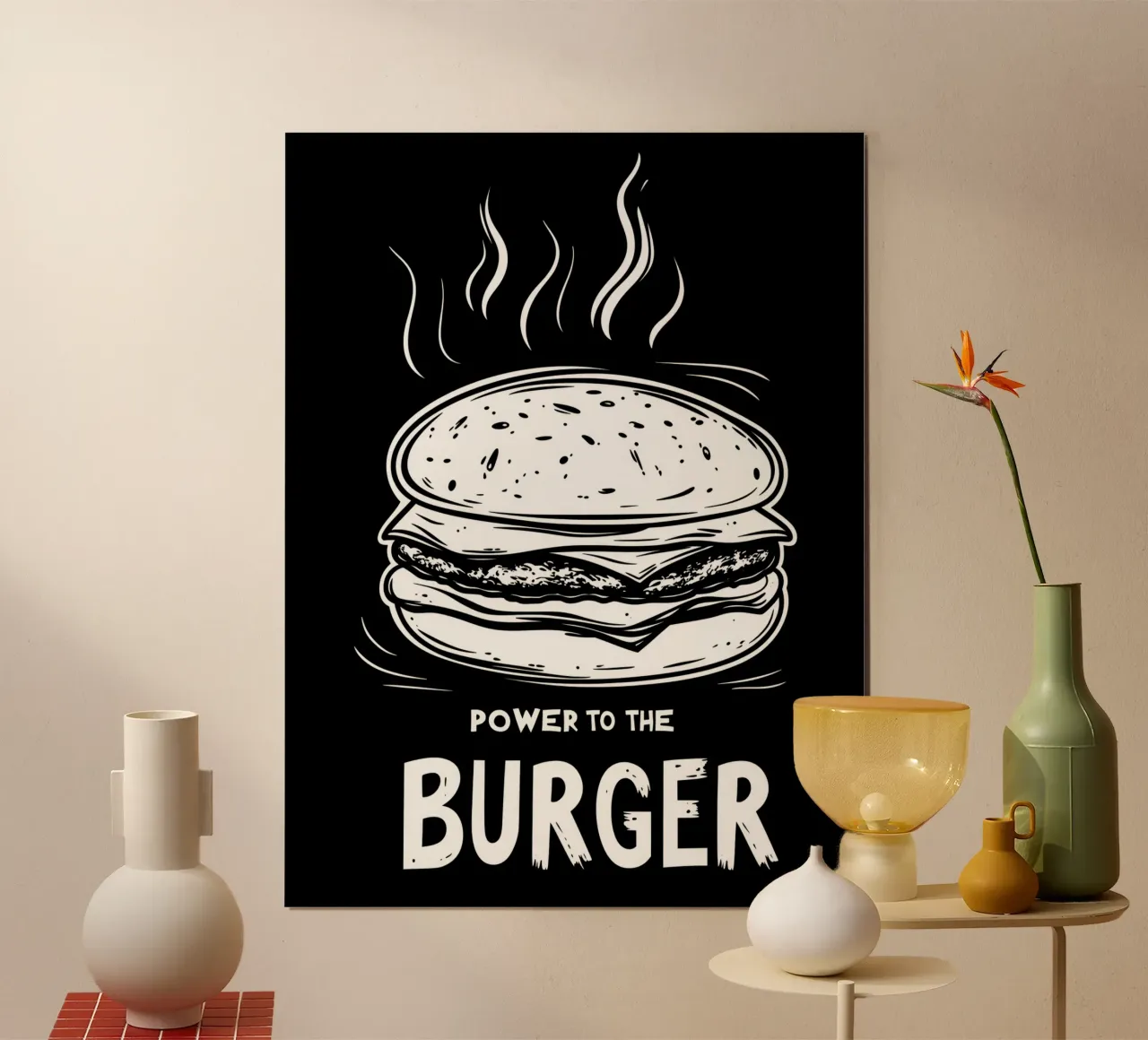 Power to the Burger | Design per magliette da fast food carta hahnemühle da Autofocus