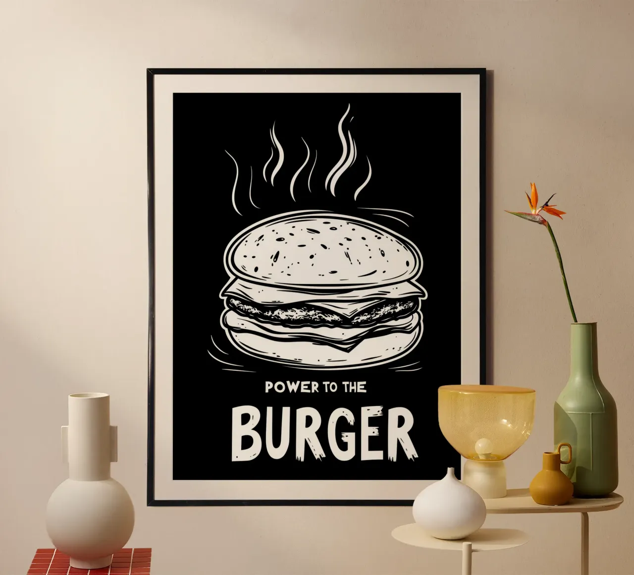 Power to the Burger | Design per magliette da fast food carta hahnemühle da Autofocus