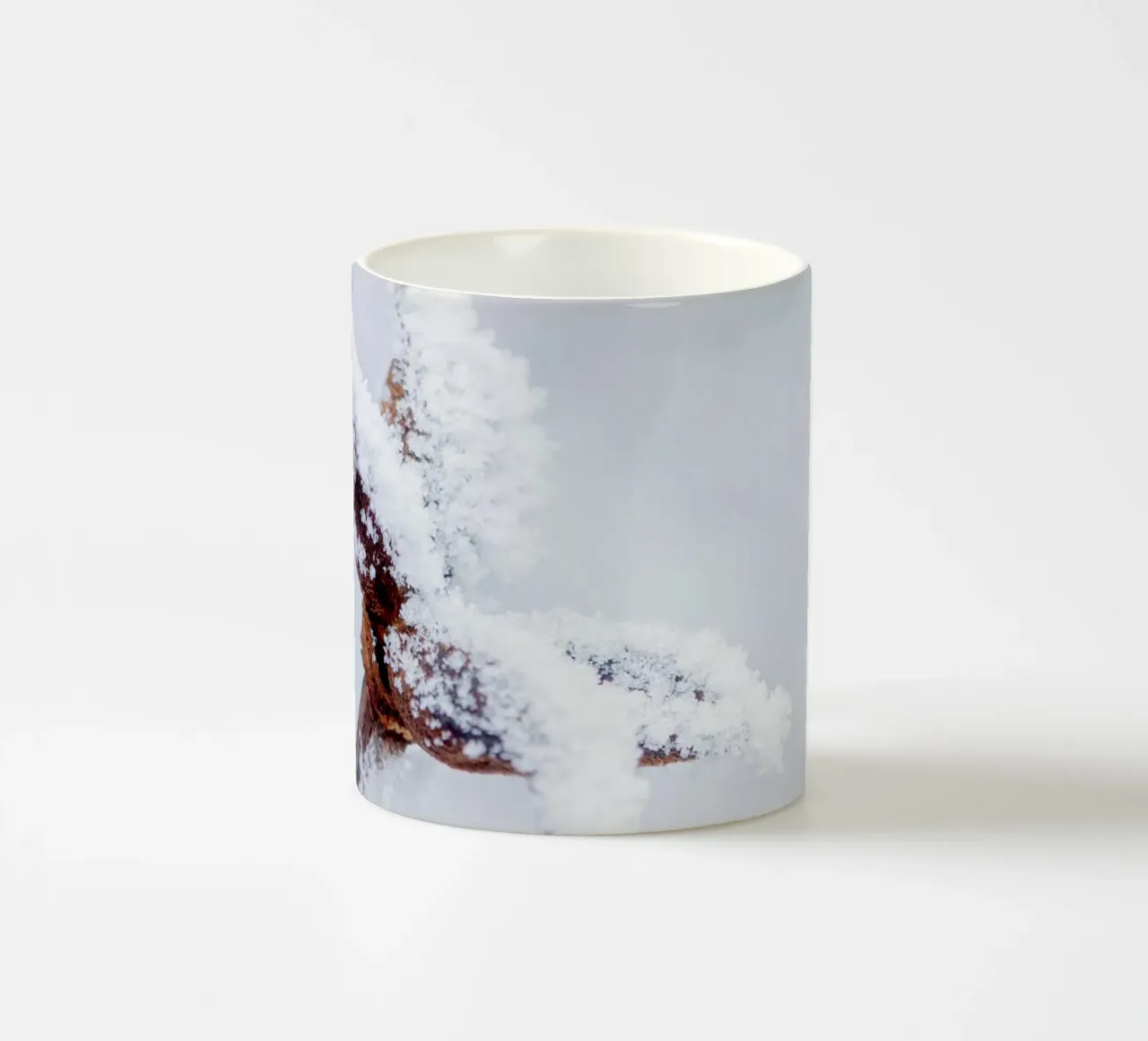 Ice crystals on a branch - Minimalist winter art ceramic mug by Whole©