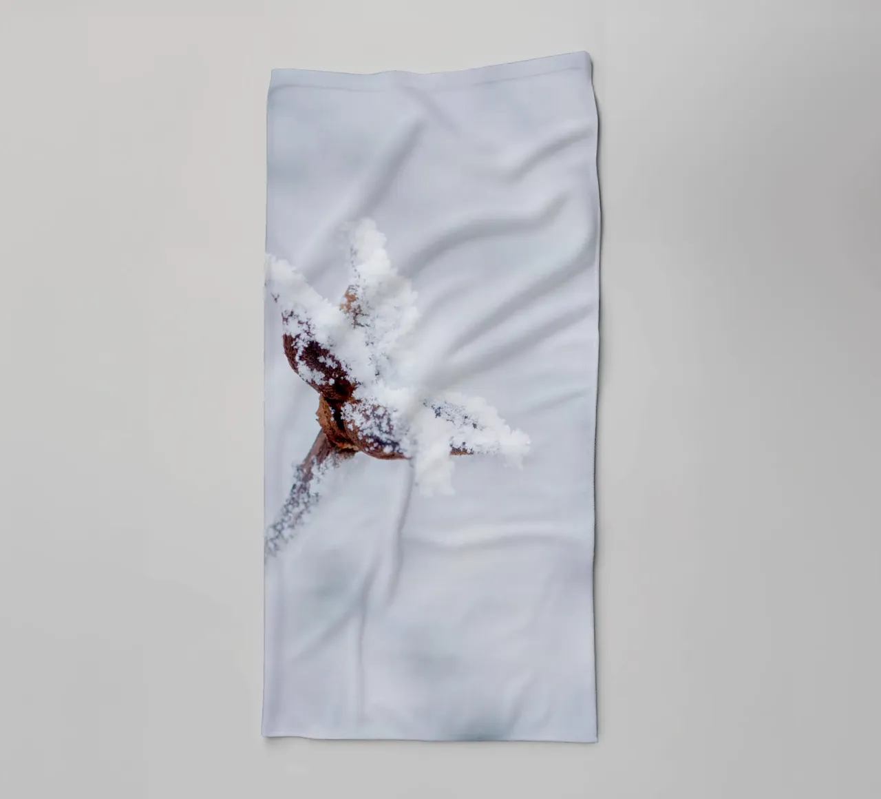 Ice crystals on a branch - Minimalist winter art towel by Whole©