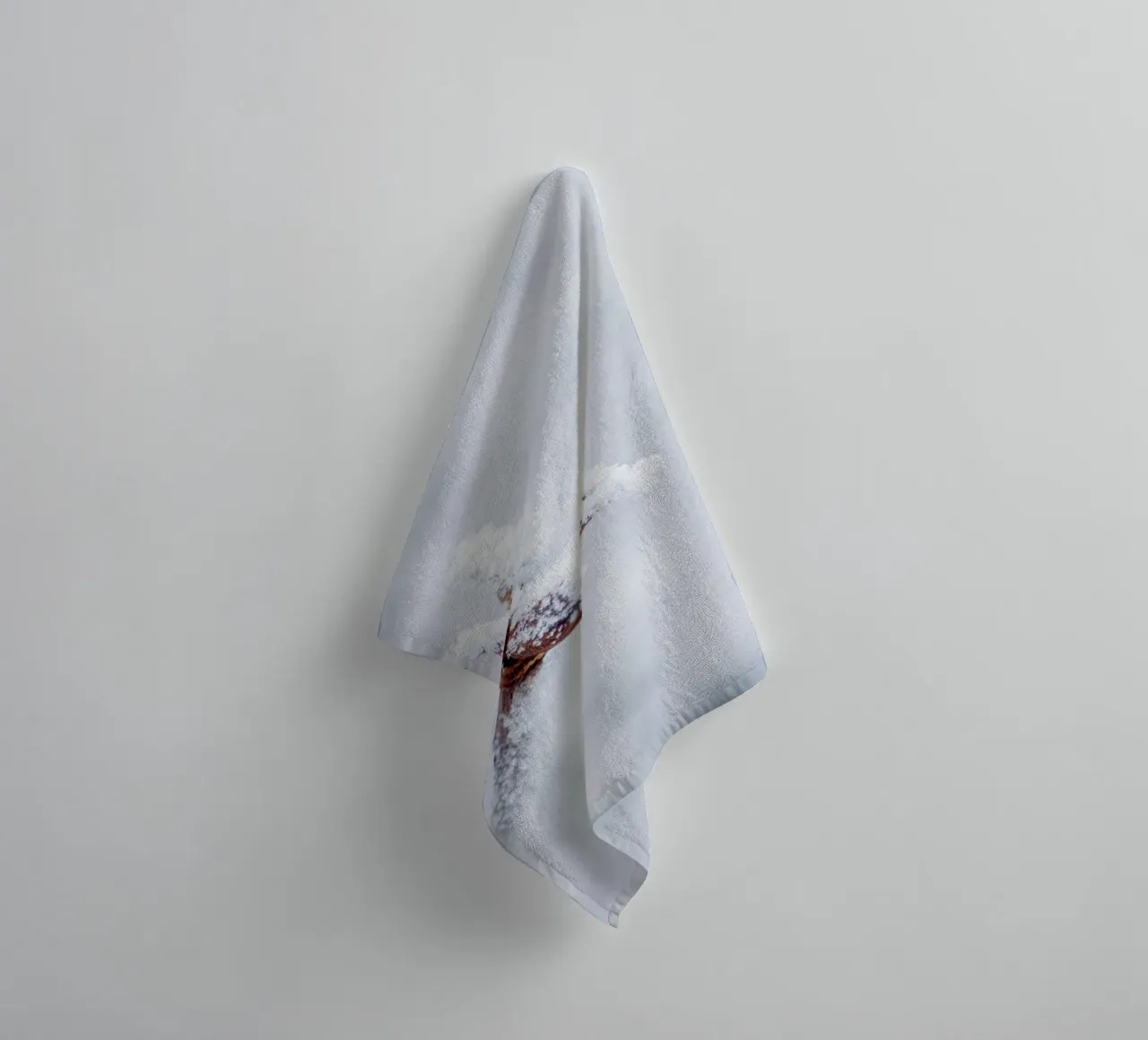 Ice crystals on a branch - Minimalist winter art towel by Whole©