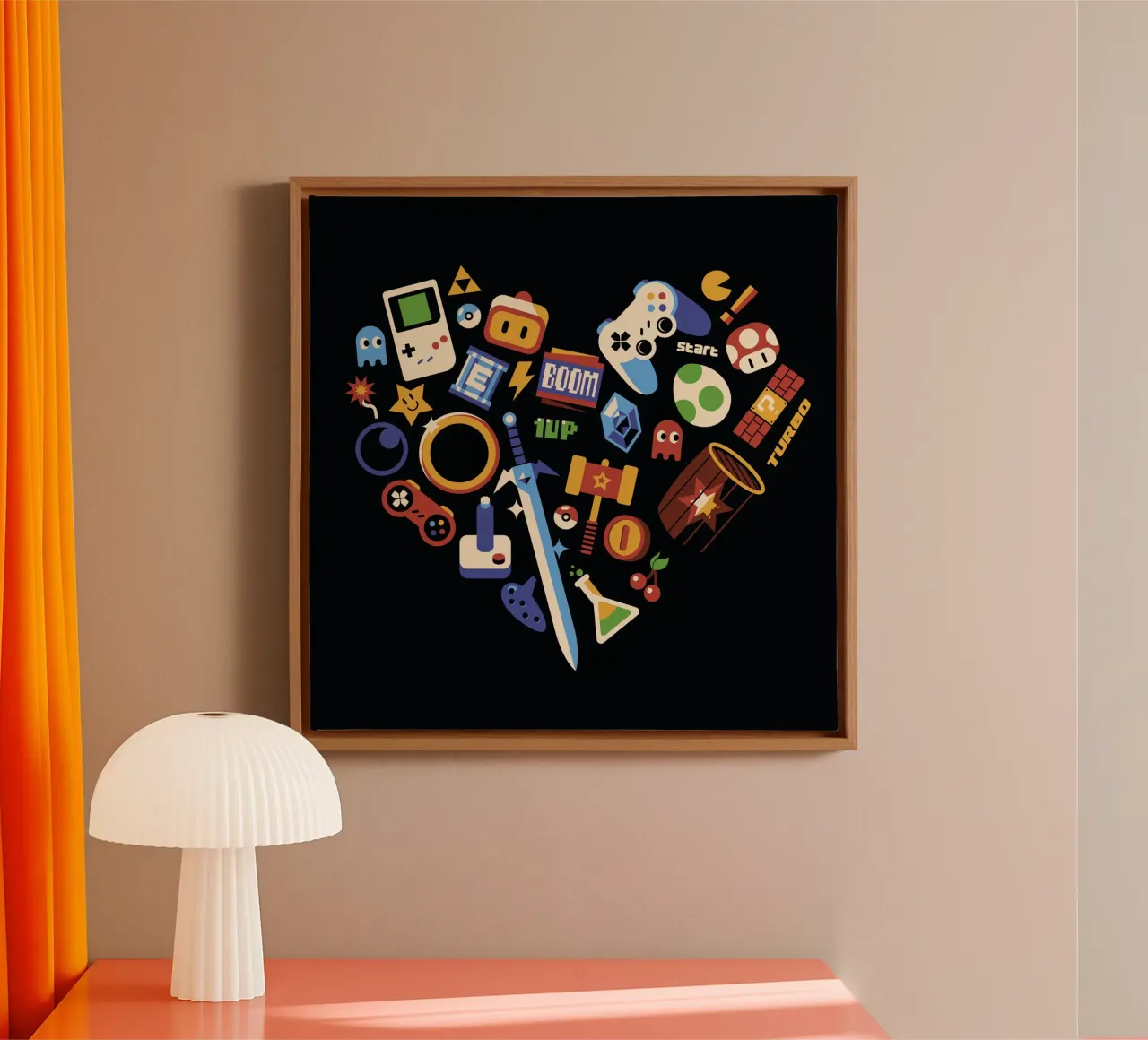 Amore Gamer Vintage tela con Cornice a cassetta da Tobe Fonseca