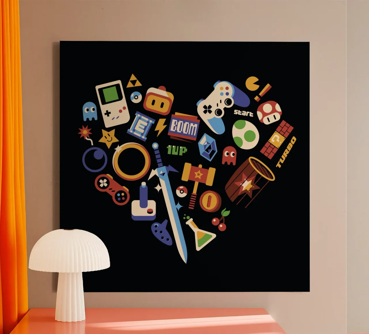 Amore Gamer Vintage tela con Cornice a cassetta da Tobe Fonseca