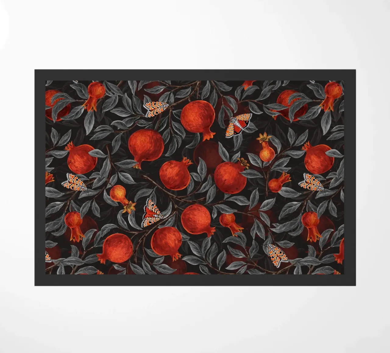 Pomegranates and Bella Moths doormat by Painted Nature
