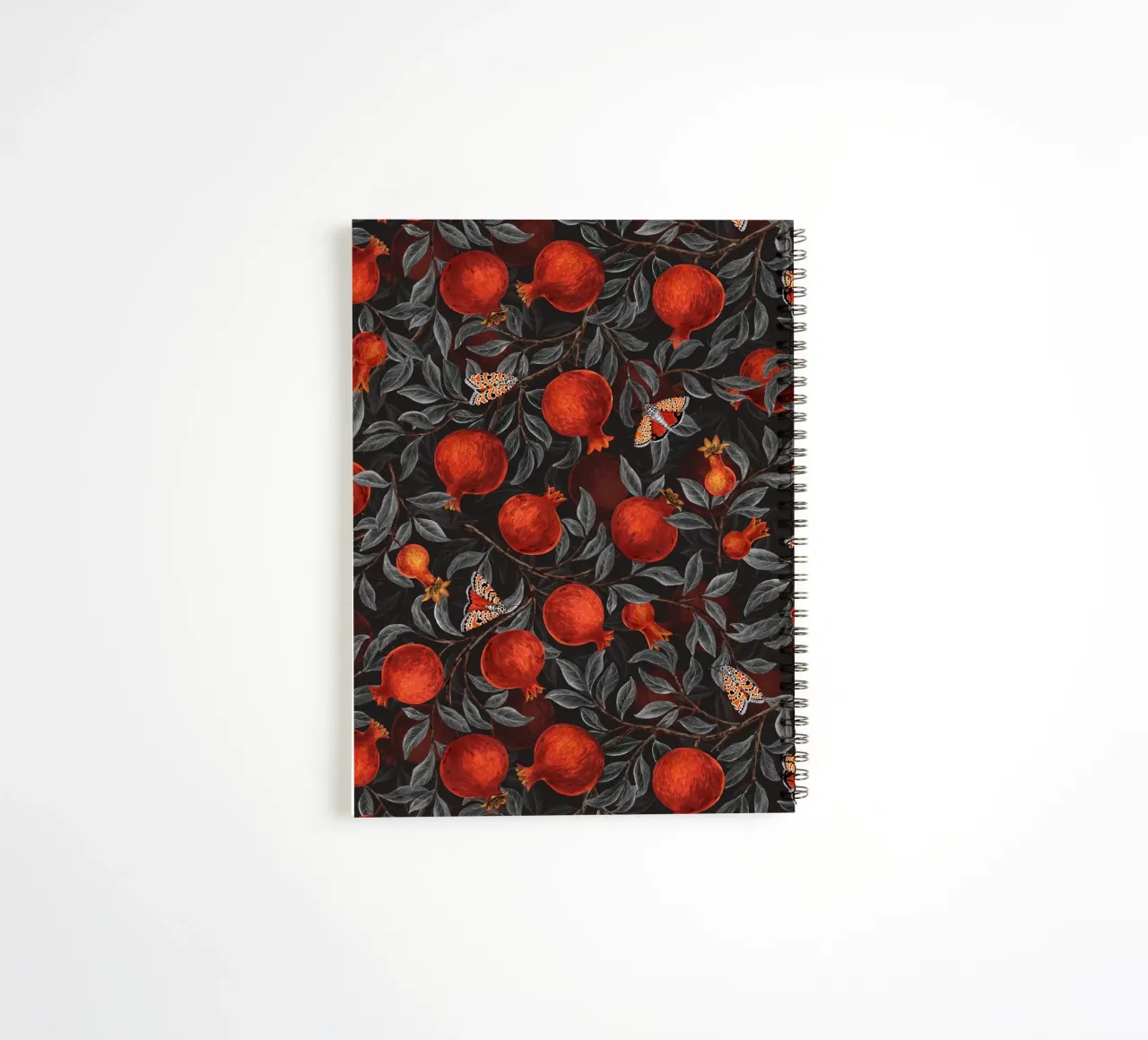 Pomegranates and Bella Moths spiral notebook by Painted Nature