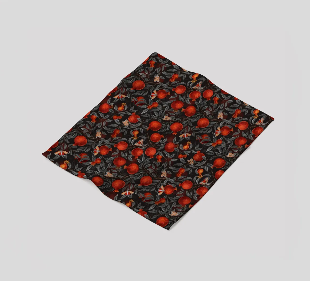 Pomegranates and Bella Moths fleece blanket by Painted Nature